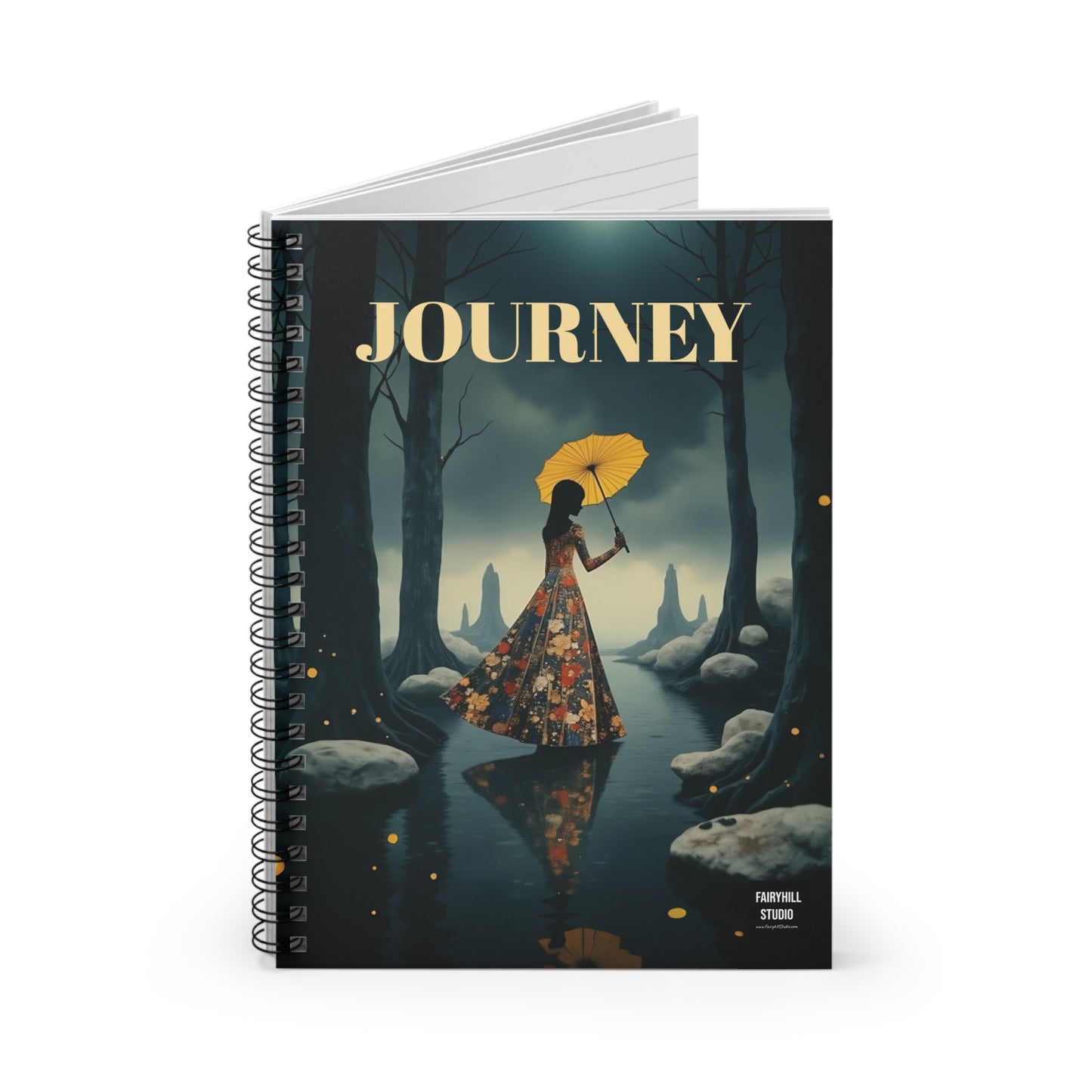 Yellow umbrella Spiral Notebook /Fairyhill studio