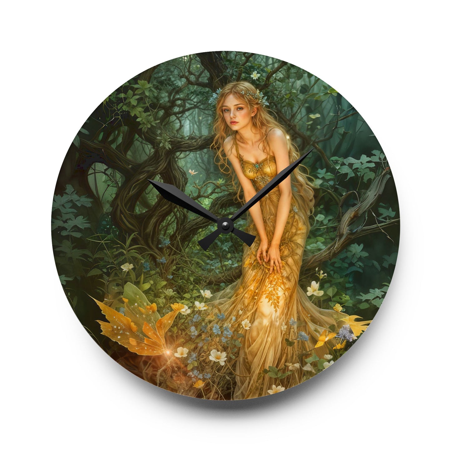 Wall Clock - Mid-Summer's Eve Fairy Forest Art by Fairyhill Studio