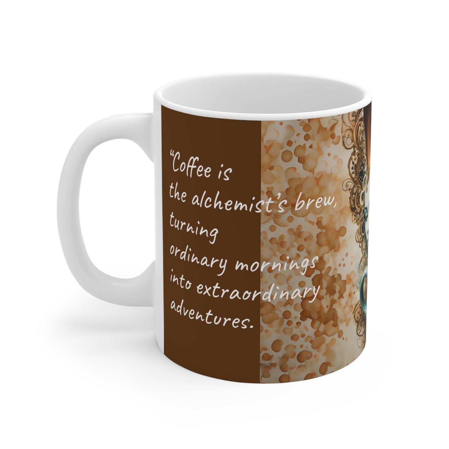 Coffee Mug - Magical Coffee Quote with Beautiful Girl Coffee Art