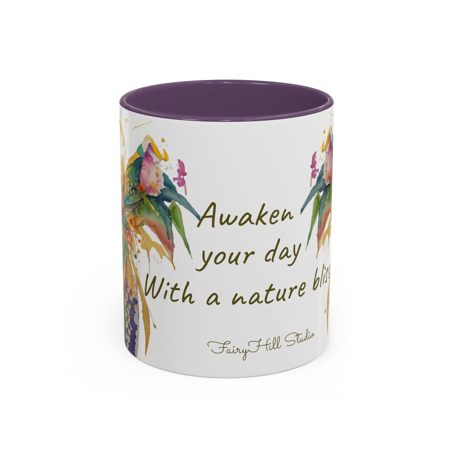 Mug Fairy Angel Blessing Flowers Watercolor Accent Coffee Mug 11 & 15oz