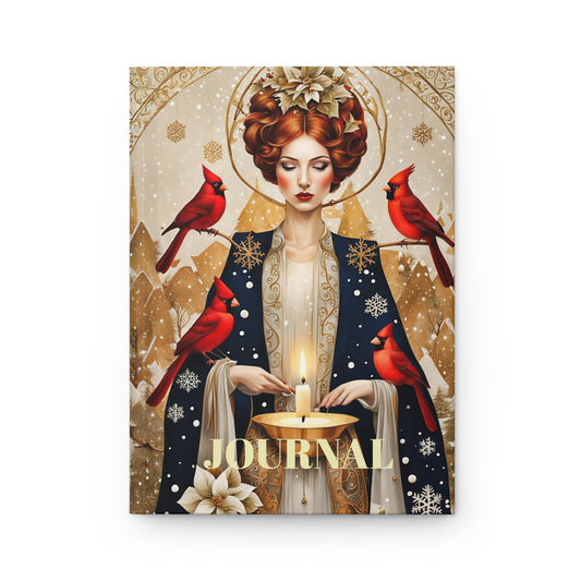 Hardcover Journal the girl with red winter cardinal birds