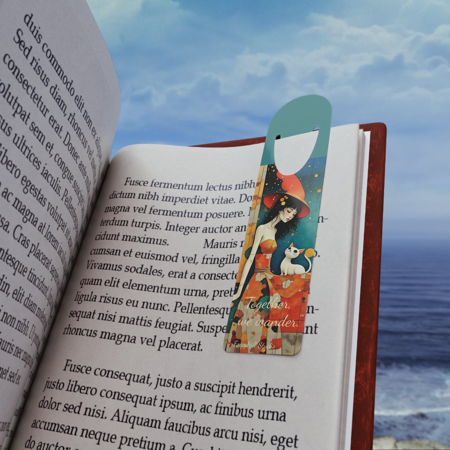 Cat & Girl Illustration Bookmark, Cute Metal Bookmark, Gift for Cat Lovers, Reading Accessory, Book Lover Gift, Unique Gift Idea