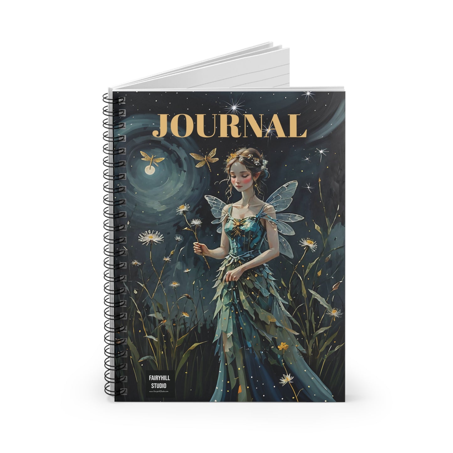 Dragonfly and Dandelions Spiral Notebook - Ruled Line