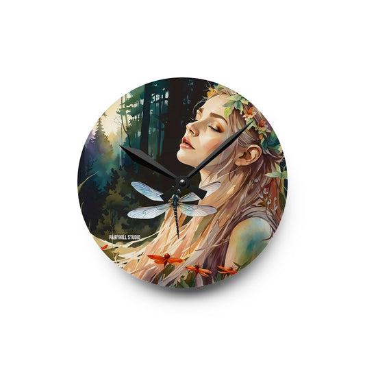 Acrylic Wall Clock - Dragonfly Meditation