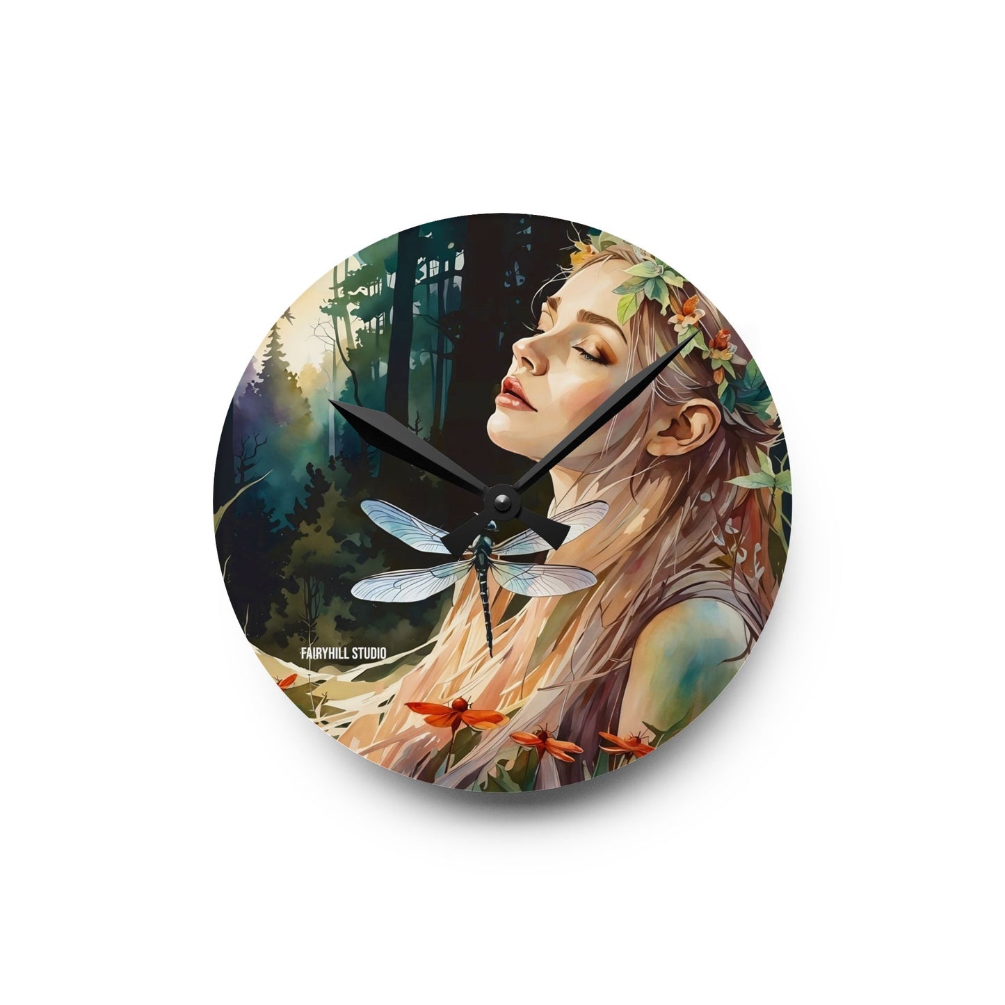 Acrylic Wall Clock - Dragonfly Meditation