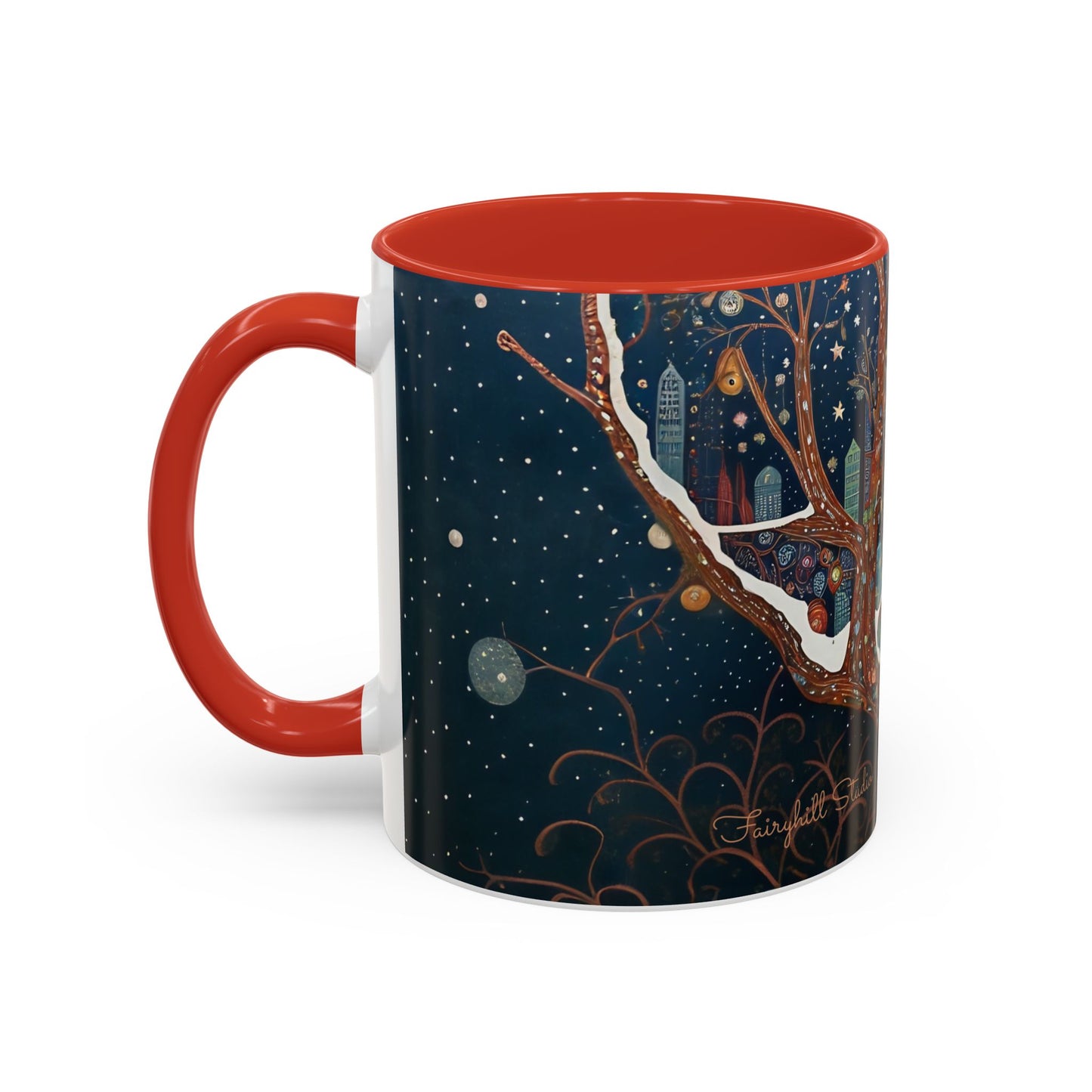 Accent Boho Style Night Owl Mug on a Snowy New York Night Coffee Mug (11, 15oz)