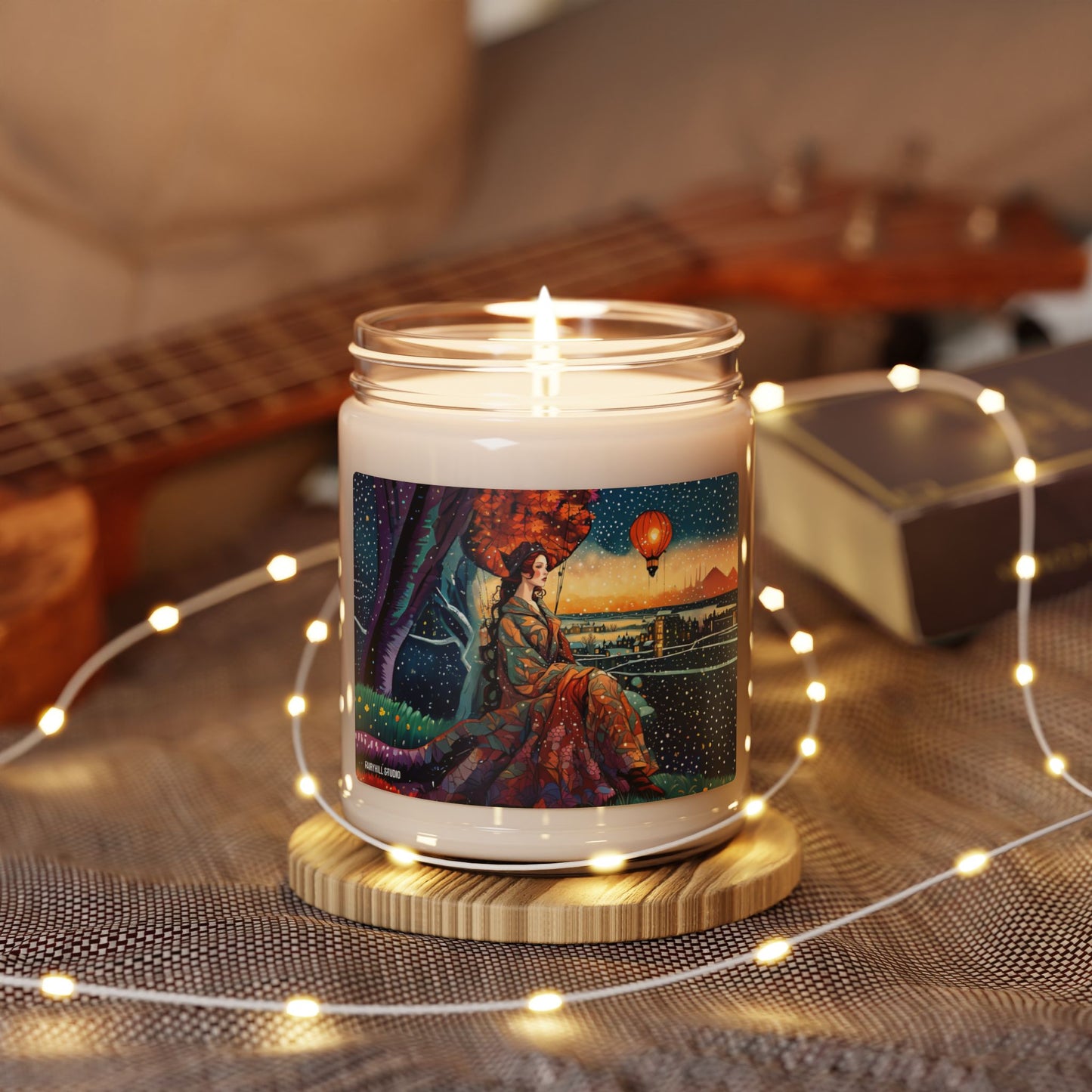 Soy Candle - Floral Aromatic 9oz | Hand-poured Scented Candle for Relaxation & Home Decor featuring a beautiful girl in a snowy day with hot