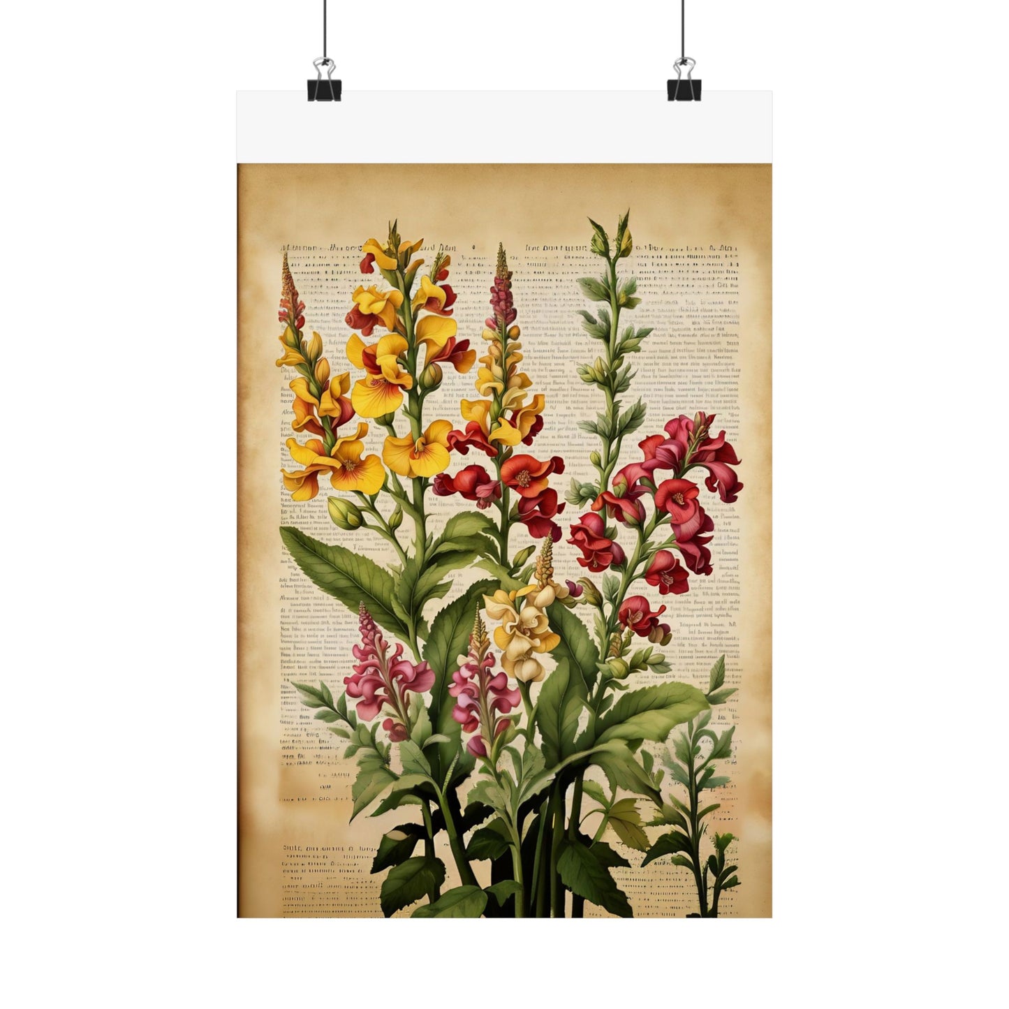 Botanical Vertical Posters - Vintage Antirrhinum Snapdragons