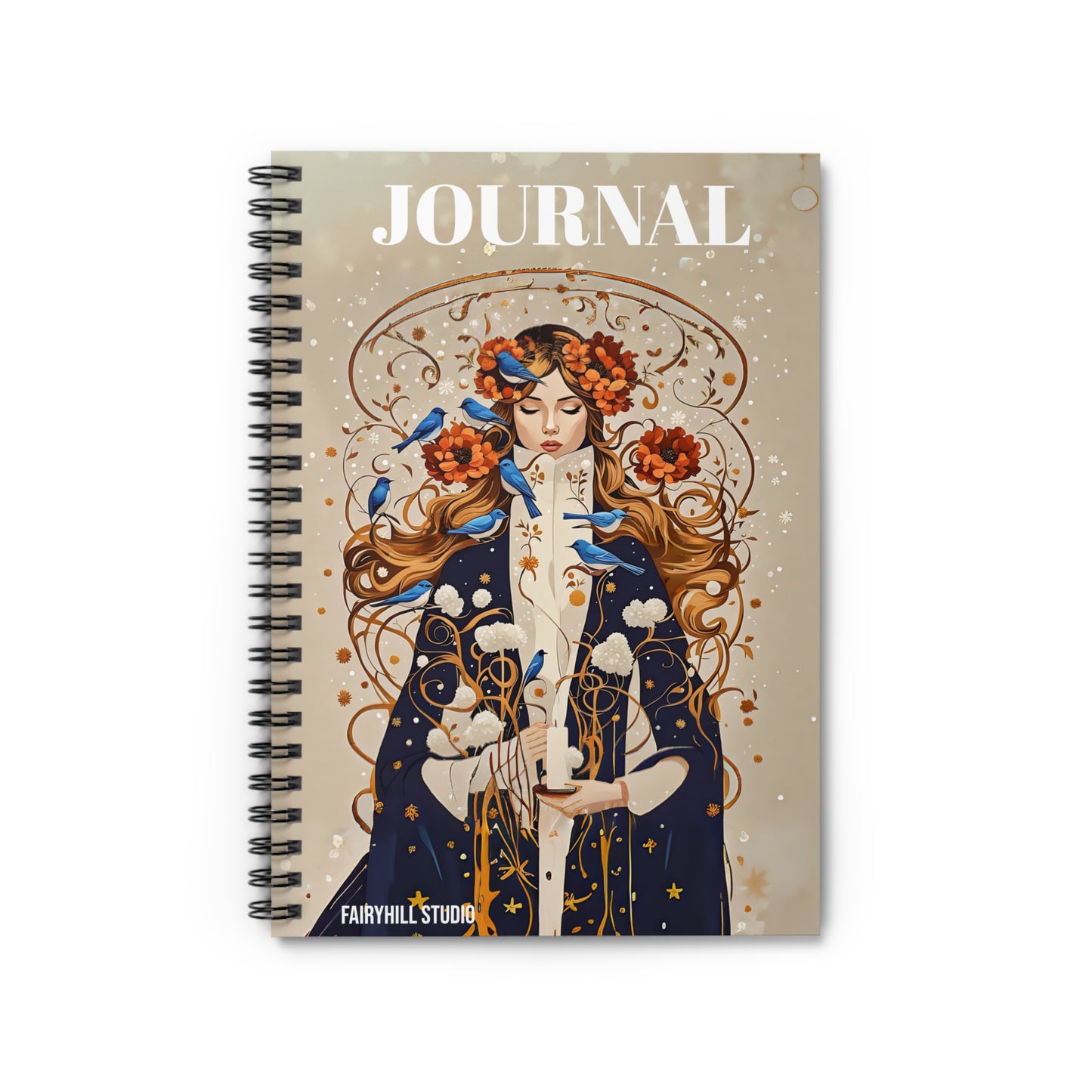 Spiral Notebook -Blue birds in winter / Art