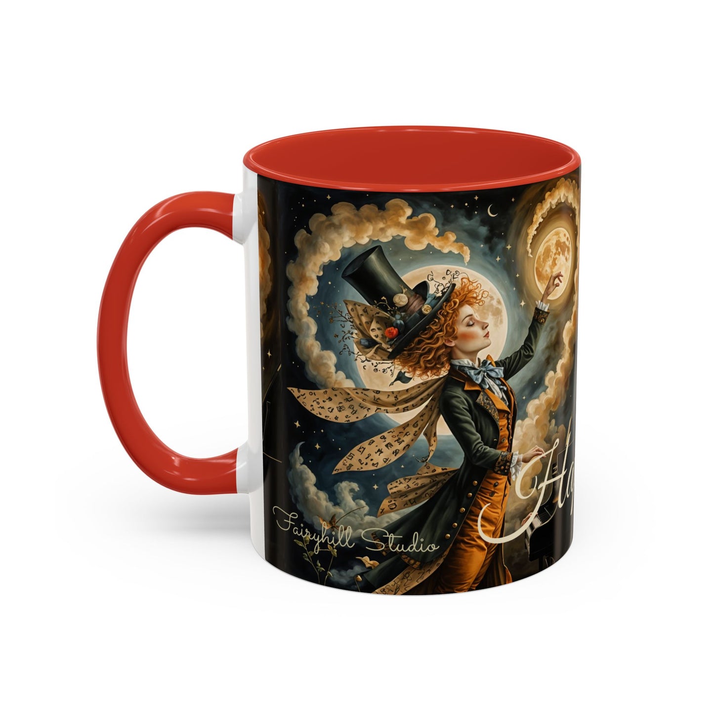 Coffee Mug - Whimsical Mad Hatter Happy Birthday Design by Fairyhill Studio