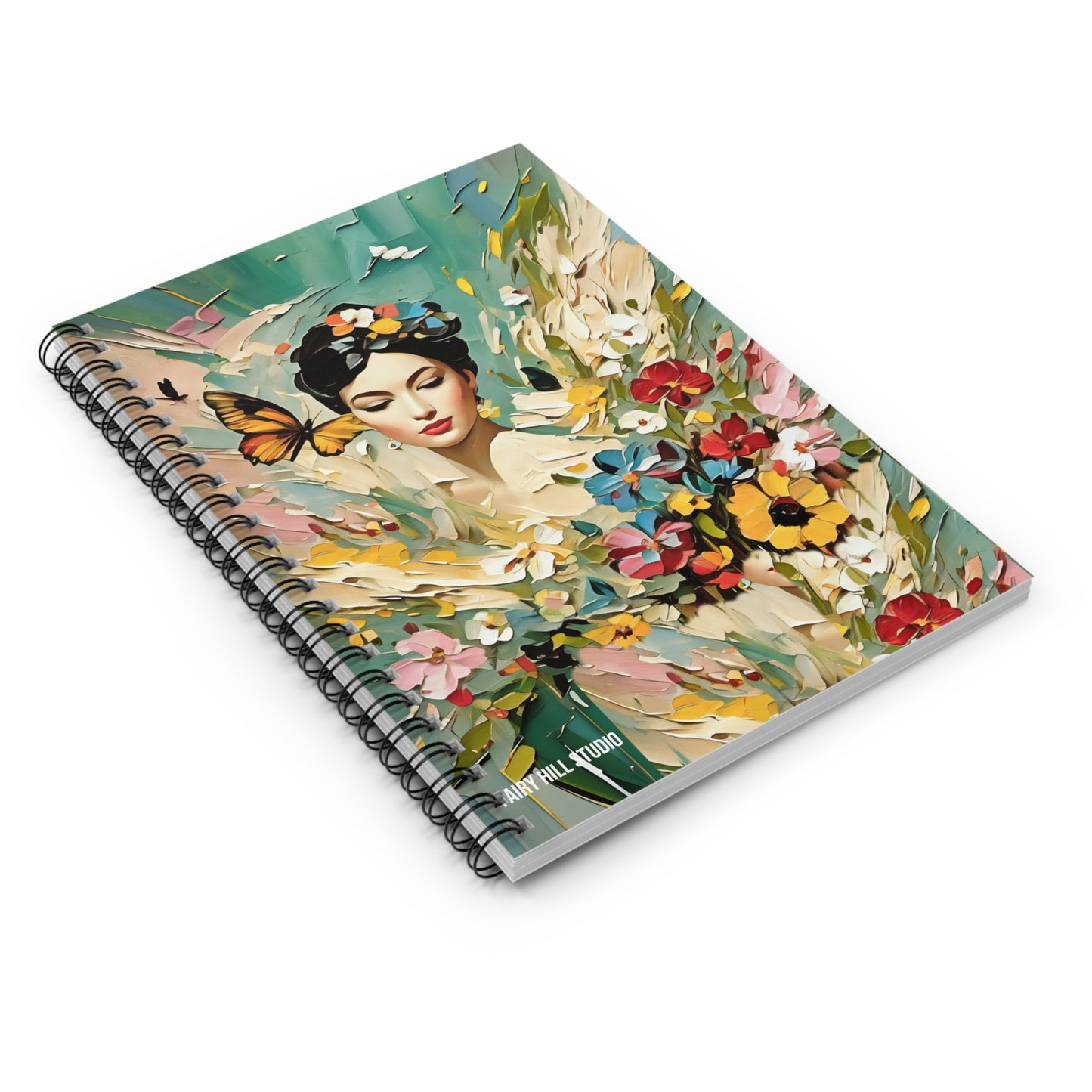 The girl and  butterfy  Spiral Notebook - Ruled Line