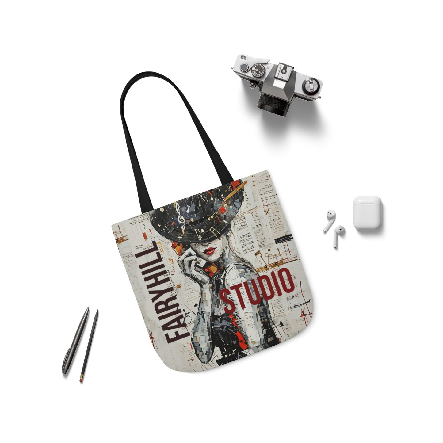 Colorful FairyHill Studio Red phone- Canvas Tote Bag - Perfect for Beach Days, Eco-Friendly Shopping, and Summer Fun!