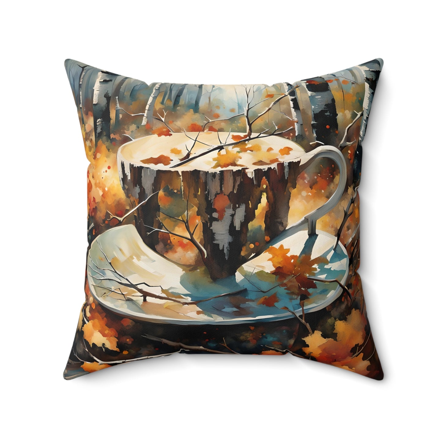 Coffee in Fall Square Pillow