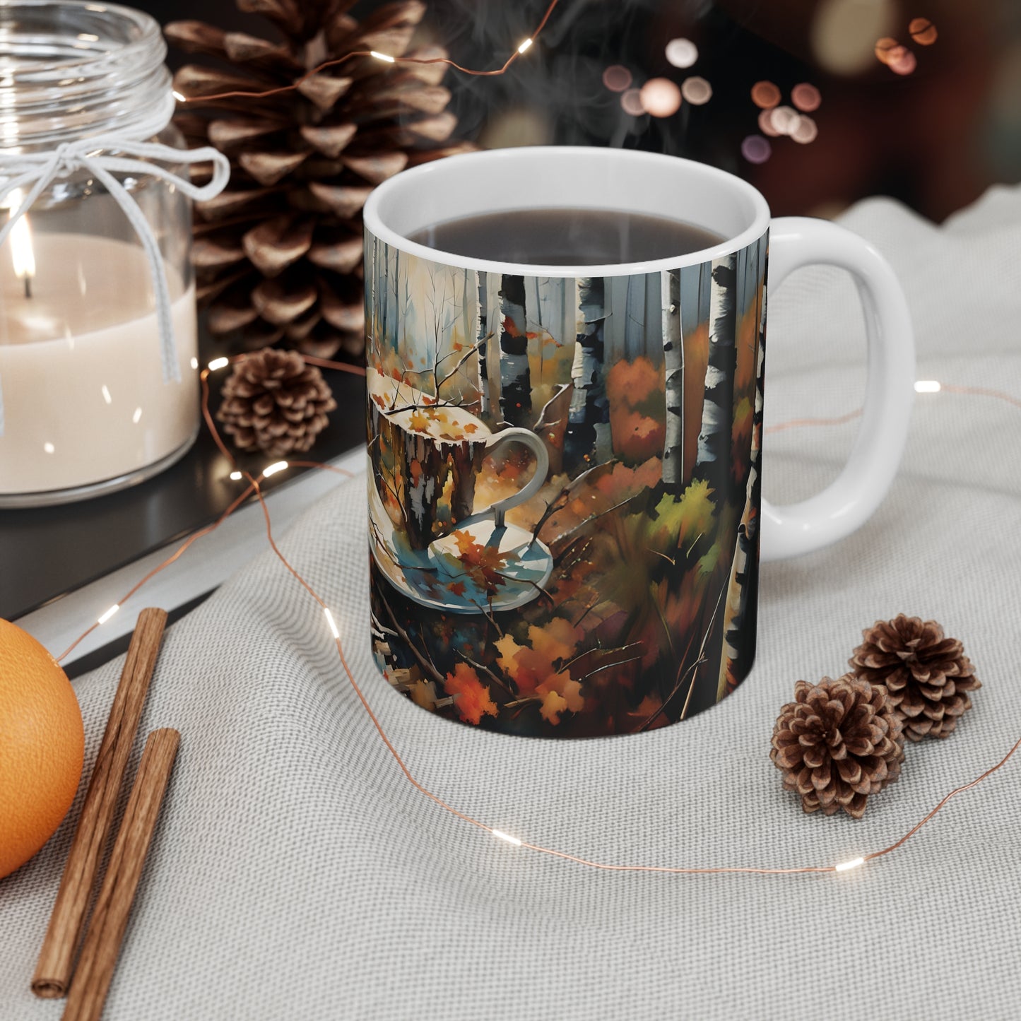 Coffee Mug - Coffee in Fall Art with Creative Autumn Quote