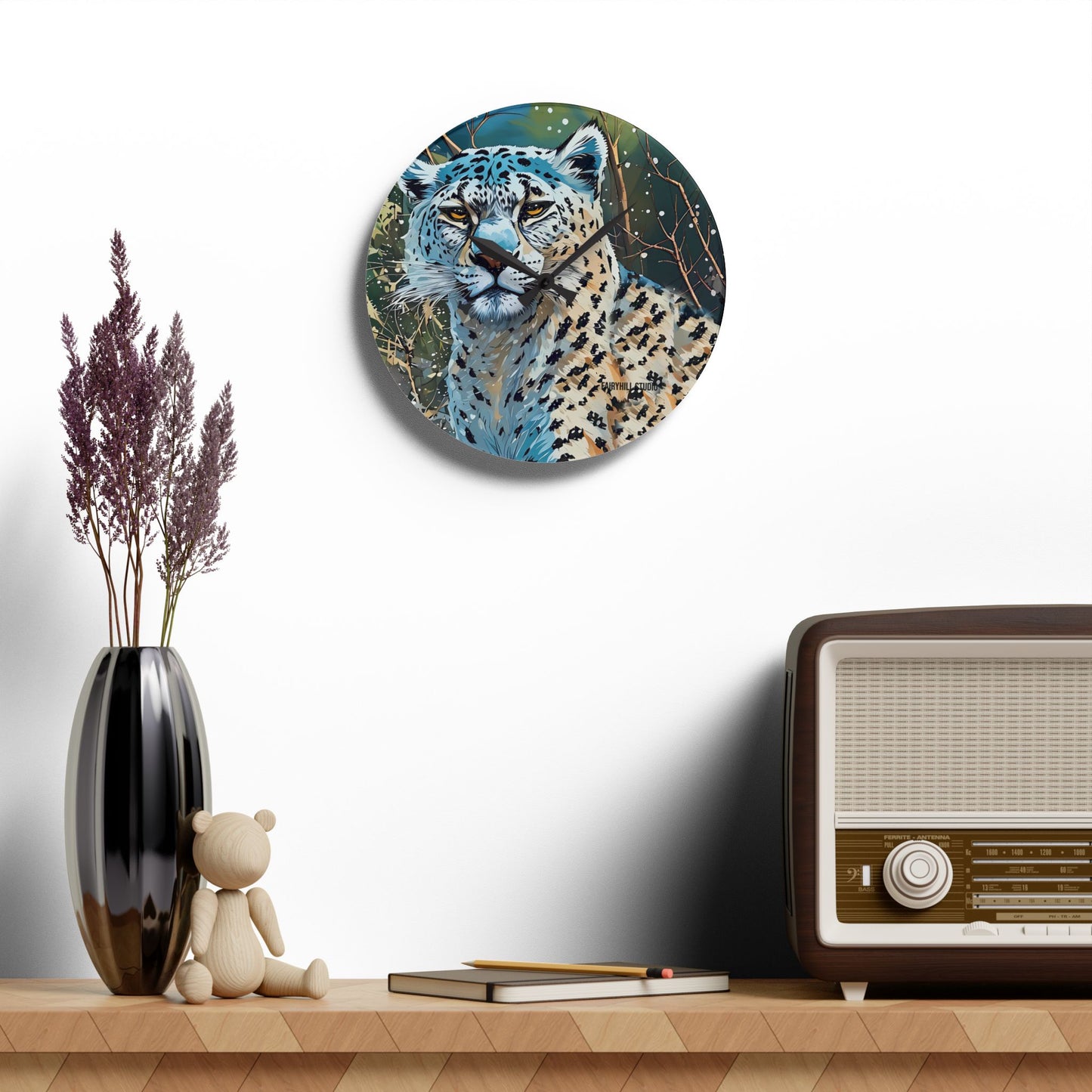 Acrylic Wall Clock Snow Tiger Paradise/Art