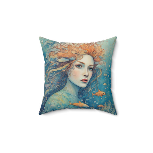 Ocean reveree Square Pillow -  by Fairyhill Studio