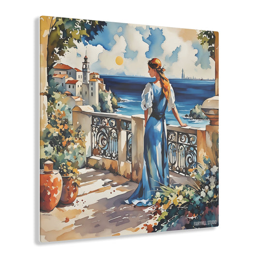 Mediterranean Balcony  Inspirational  Art Acrylic Print - Embrace Your Fairy Muse