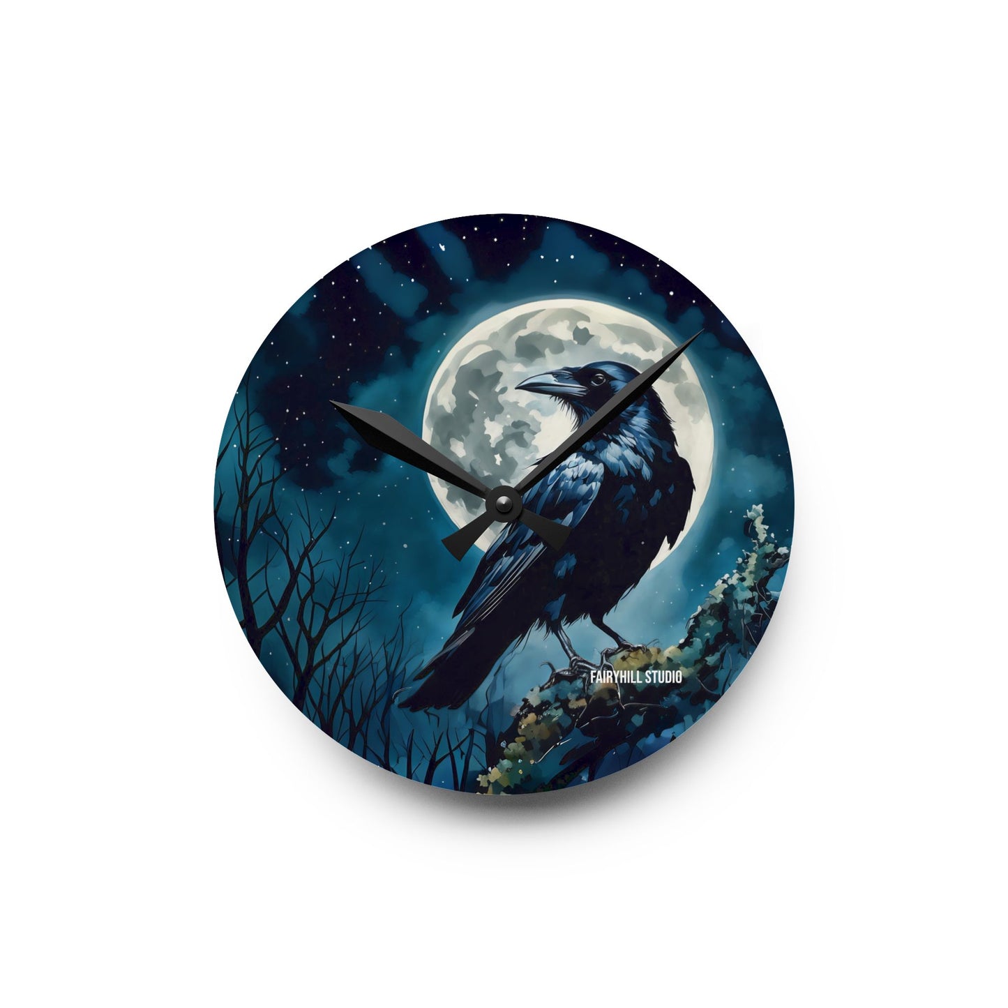 Acrylic Wall Clock -Raven and the Moon/Art
