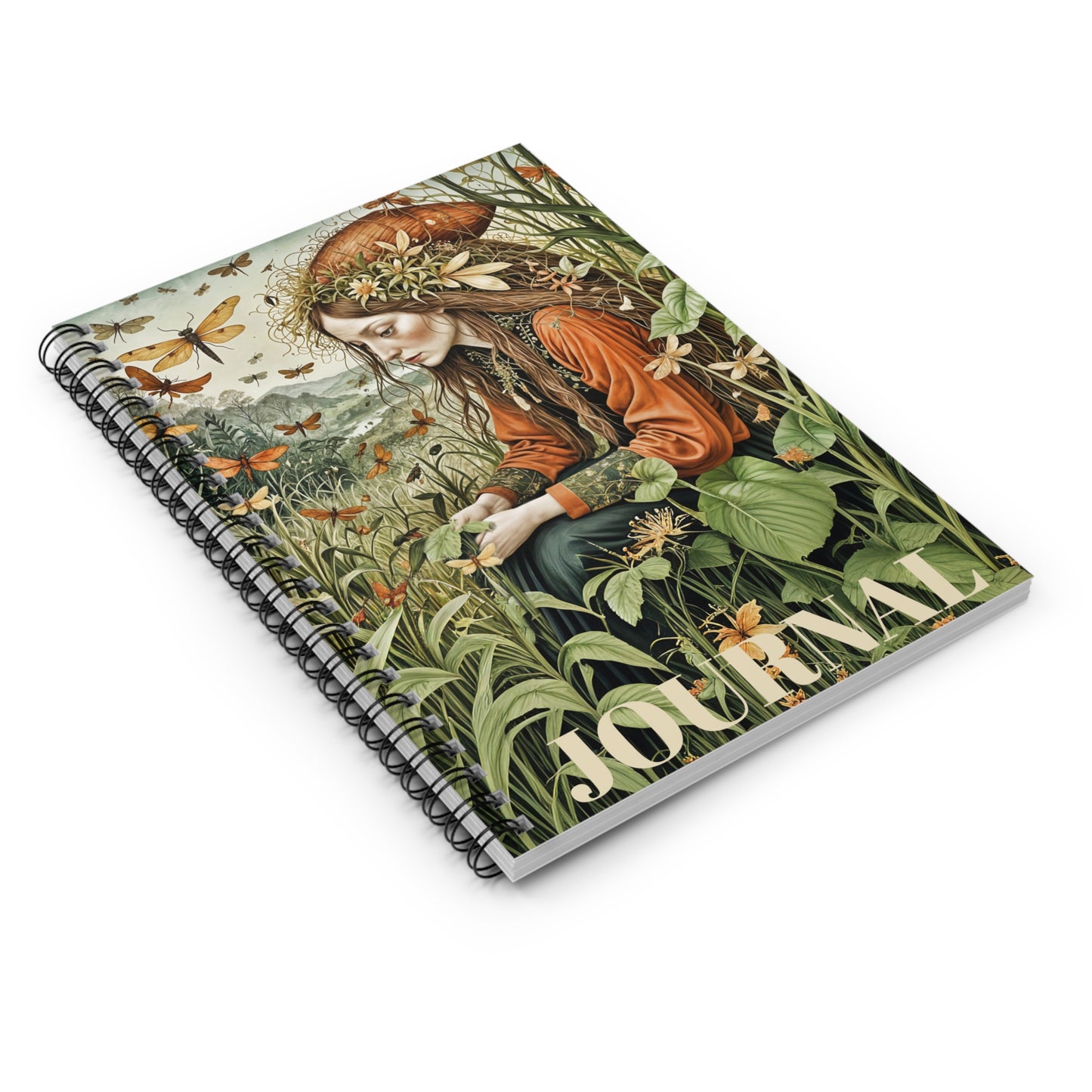 Spiral Notebook - Botanical garden and dragonflies from folklore and mythology.