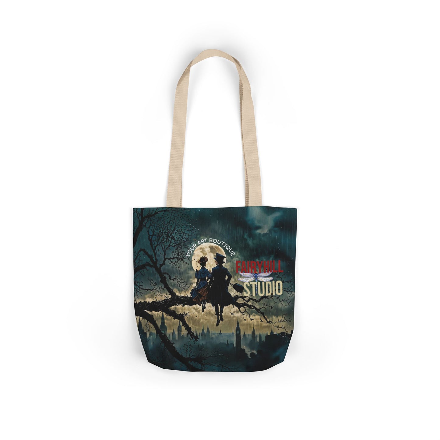 London moon under Rain Canvas Tote Bag - Perfect for Beach Days, Eco-Friendly Shopping, and Summer Fun!