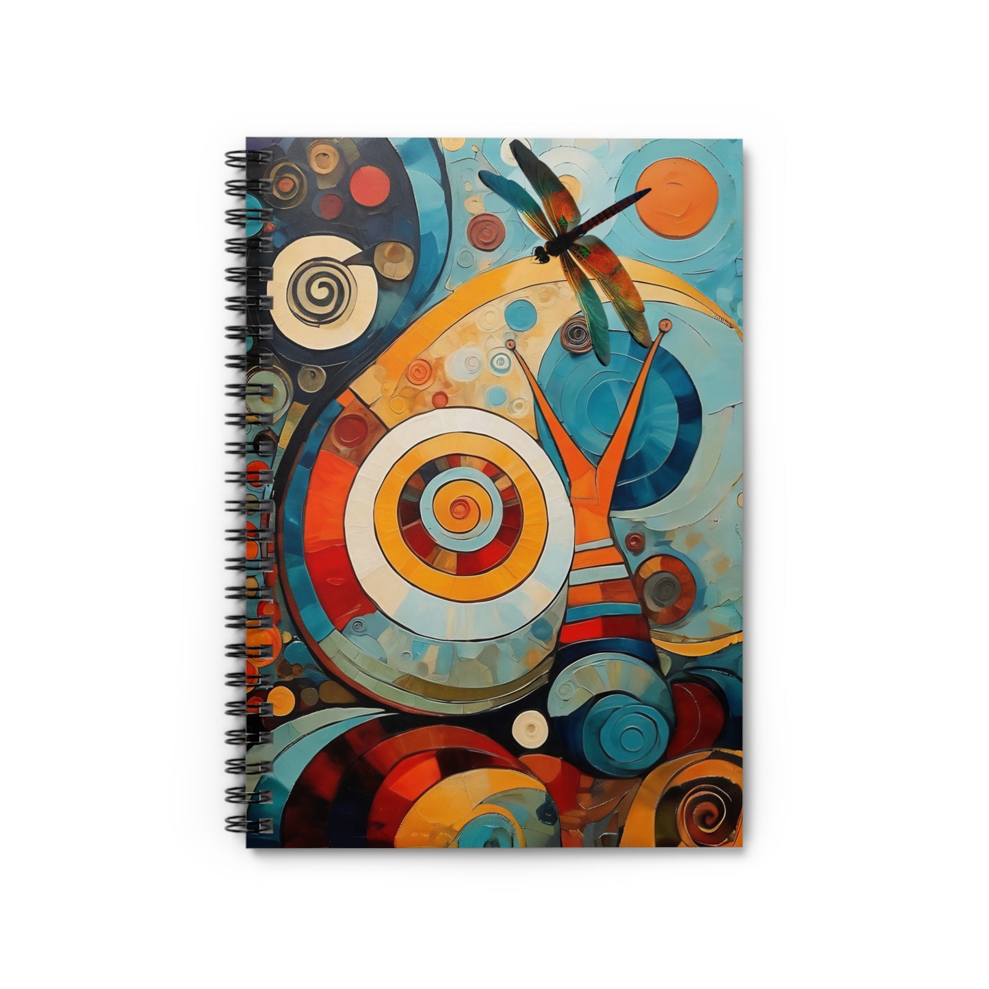 - Abstract Colorful Snail Dragonfly Circle Journal/notebook