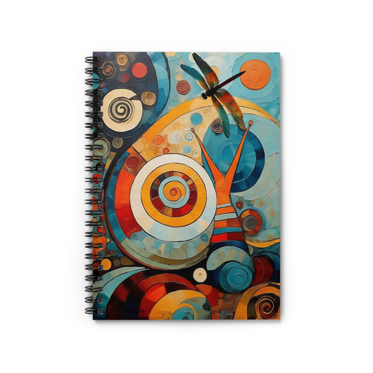 - Abstract Colorful Snail Dragonfly Circle Journal/notebook