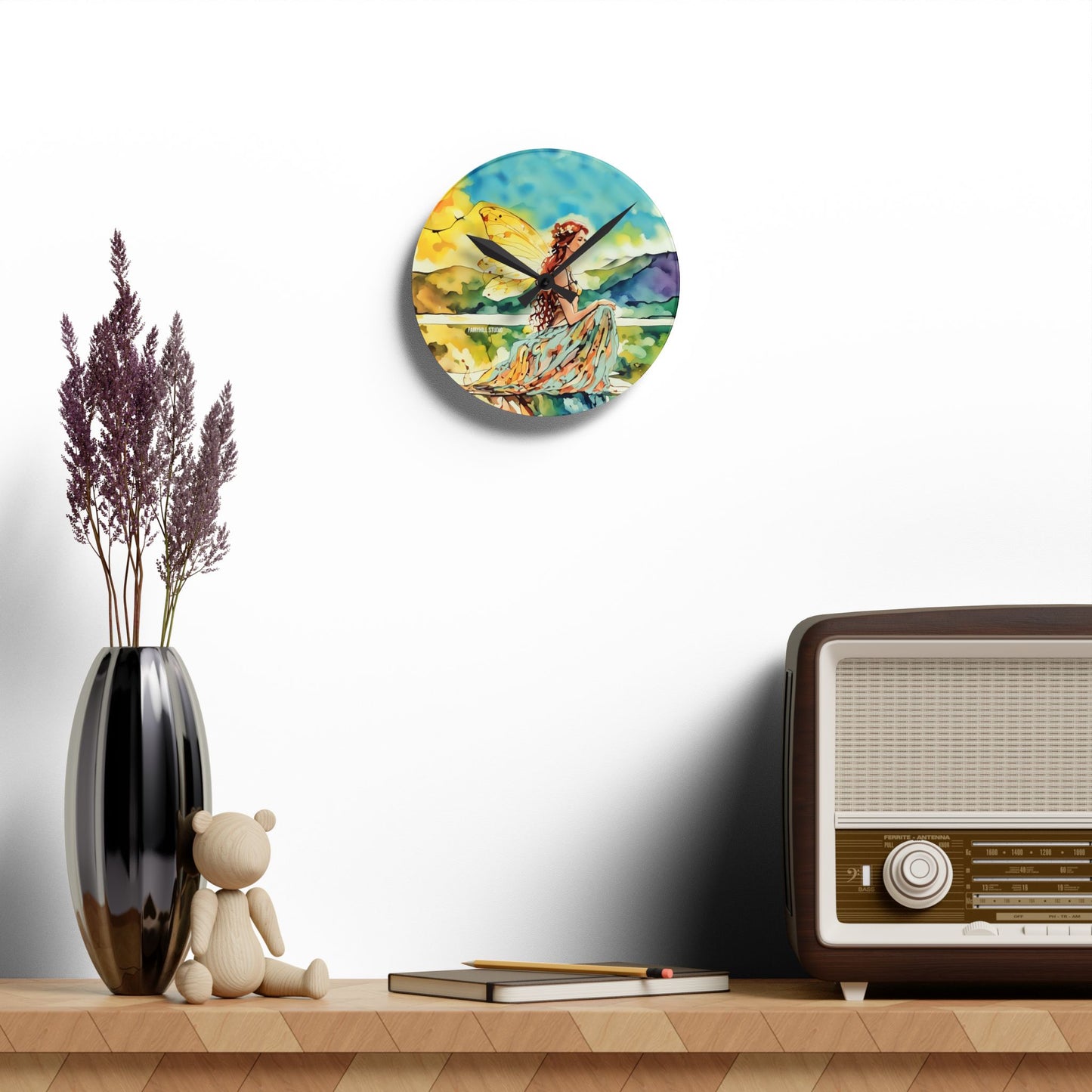 Acrylic Wall Clock - Water Fairy Watercolor Art