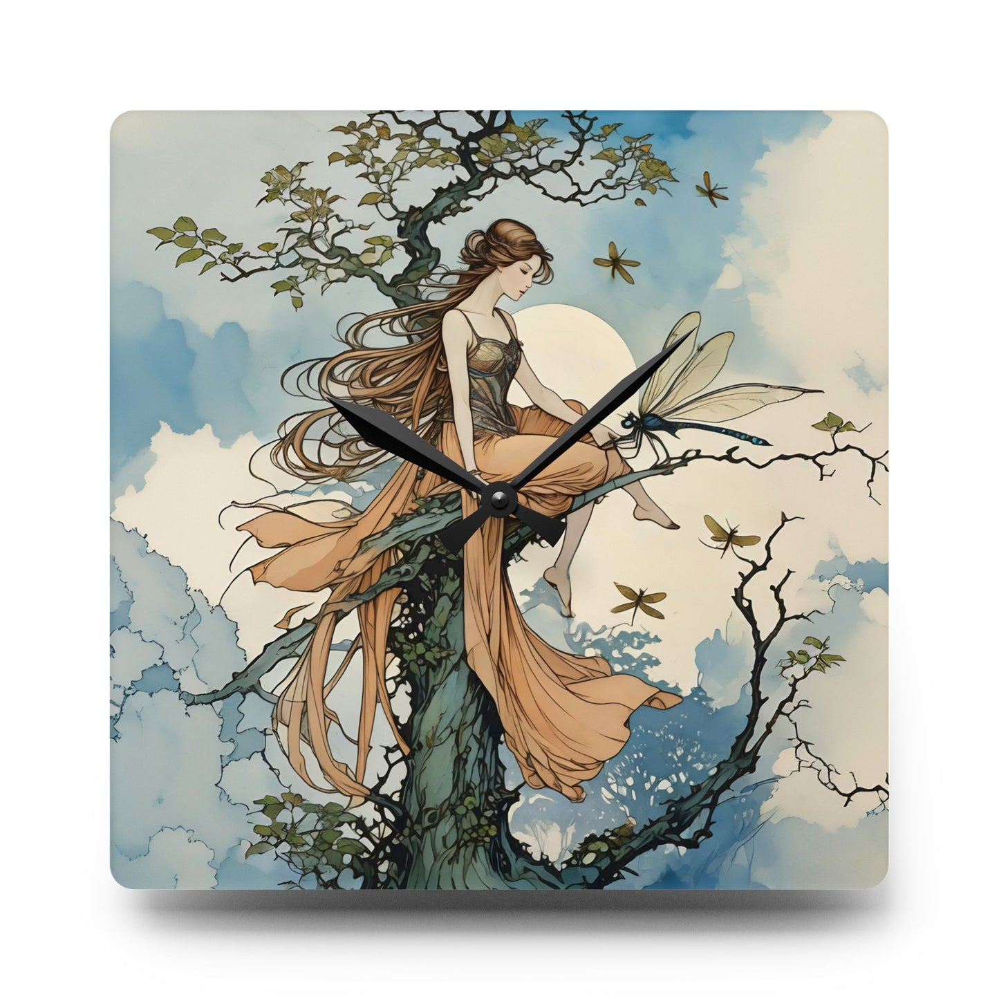 Acrylic Wall Clock Fairy and the Dragonfly