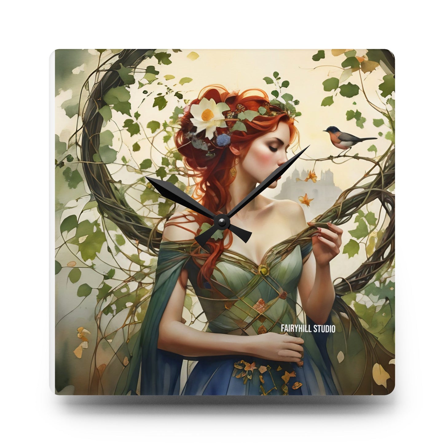 Acrylic Wall Clock Princess and the bird/Art
