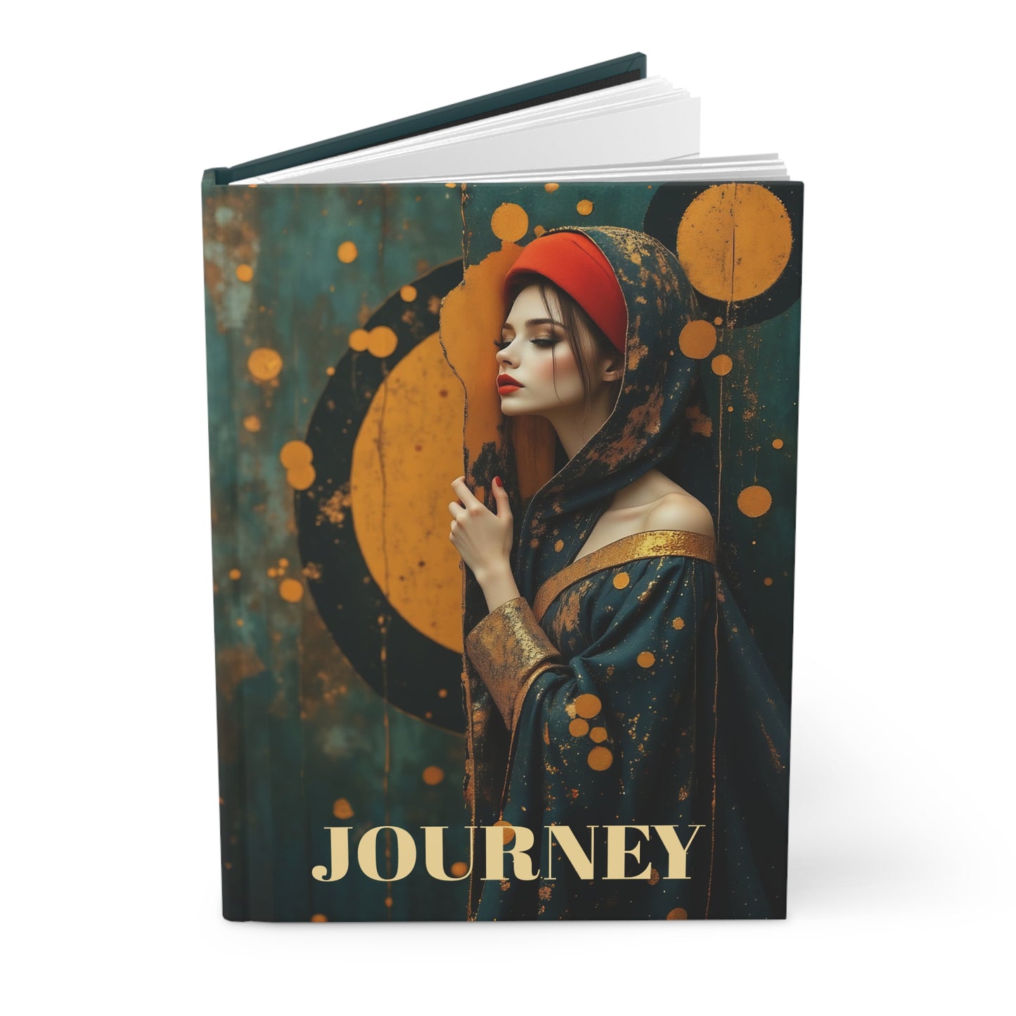 Aurora of the Golden Veil spiral Journal hard Cover ,Notebook gift art Matte