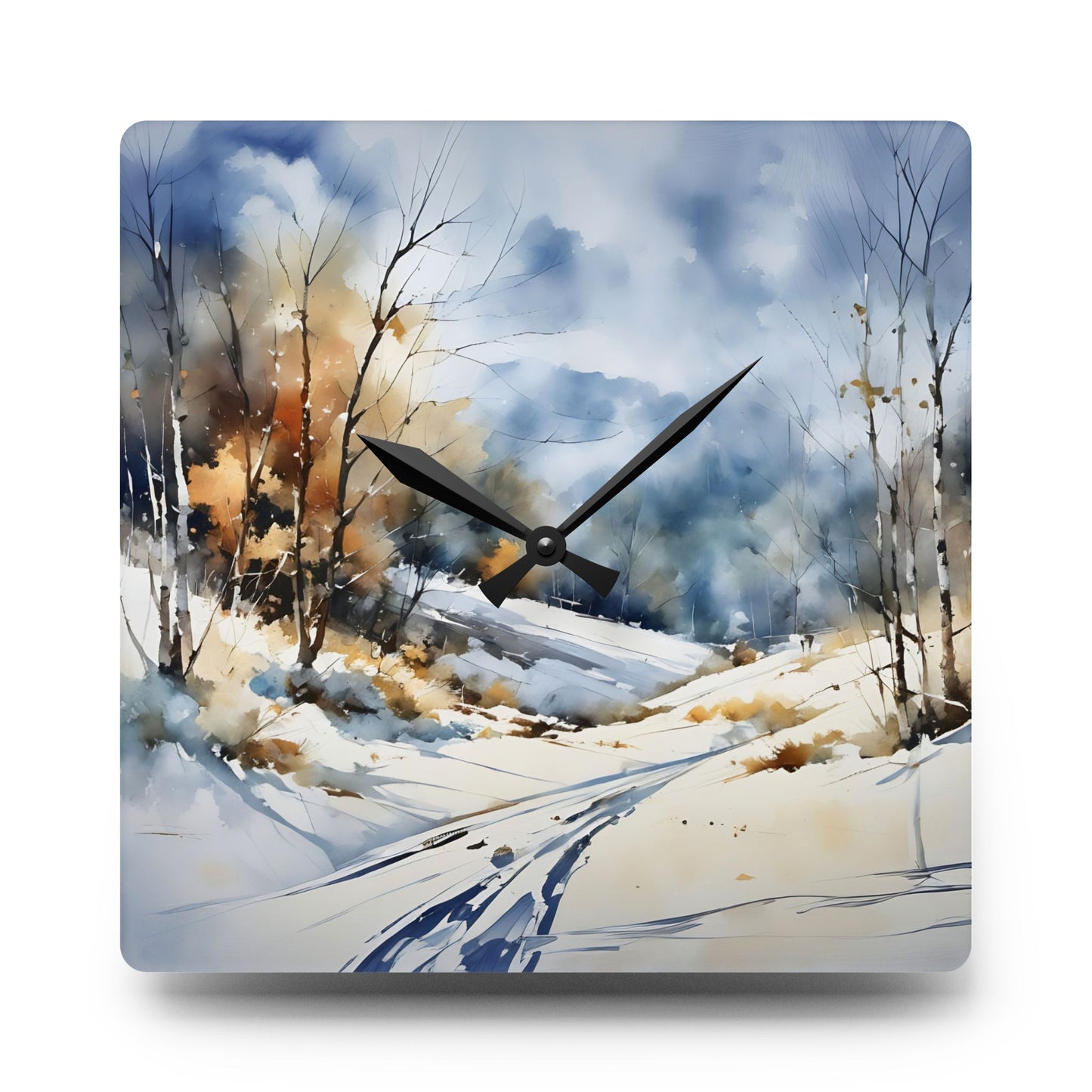 Acrylic Wall Clock Winter Scene Art - Fairyhill Studio