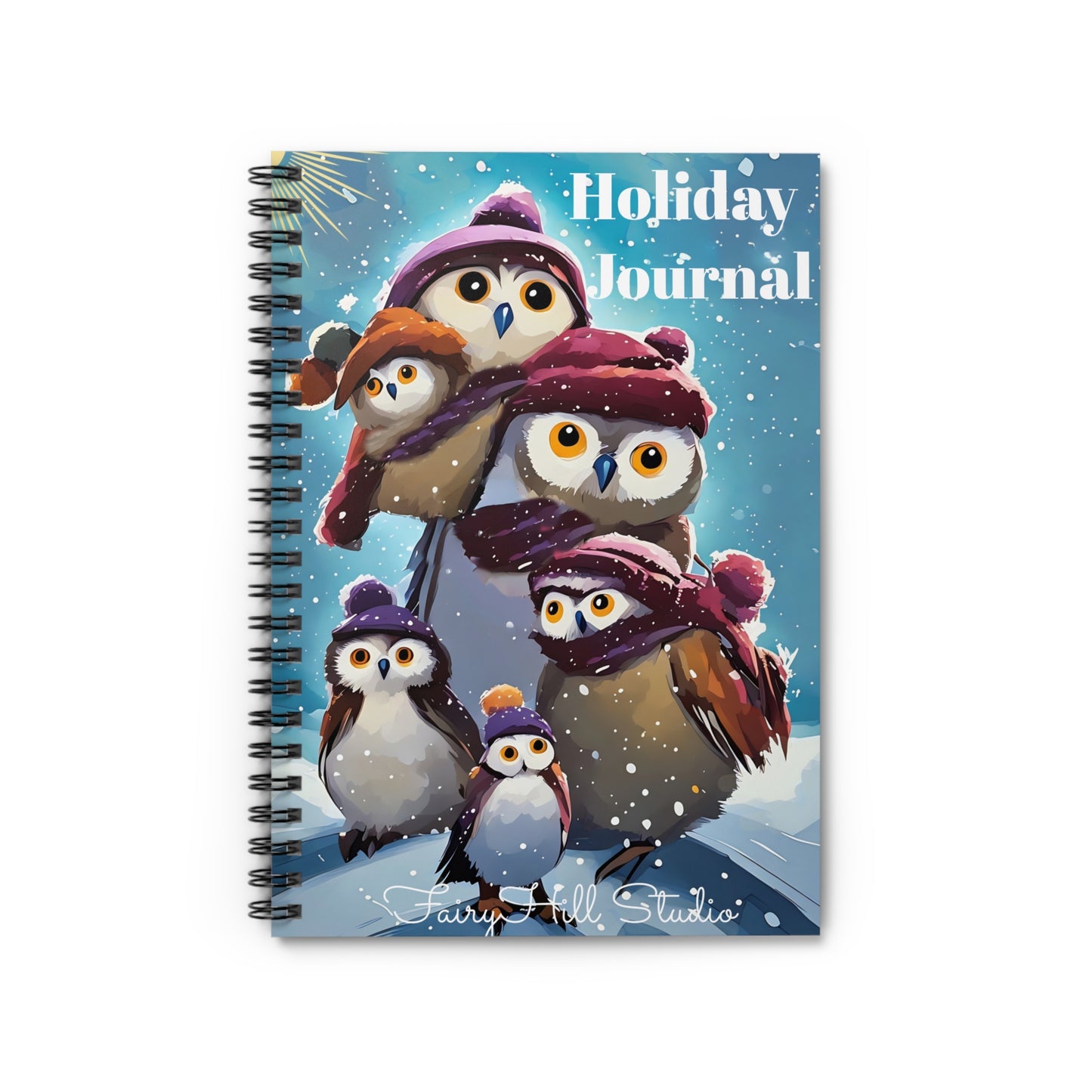 Hardcover Journal - Winter Penguin Family Illustration - Ruled Line