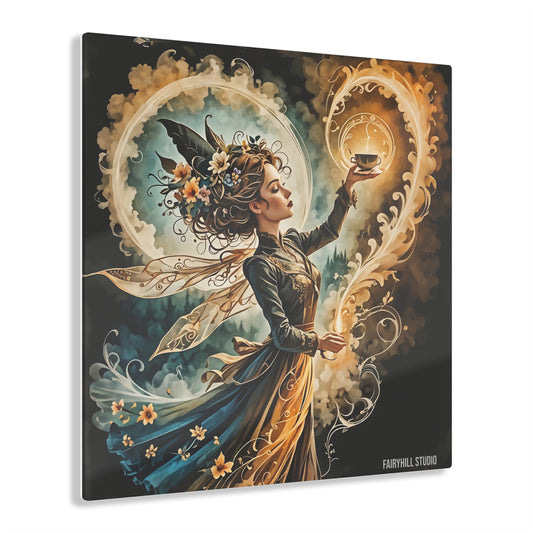 Acrylic Print - Morning Coffee Magic Fairy Inspirational Art