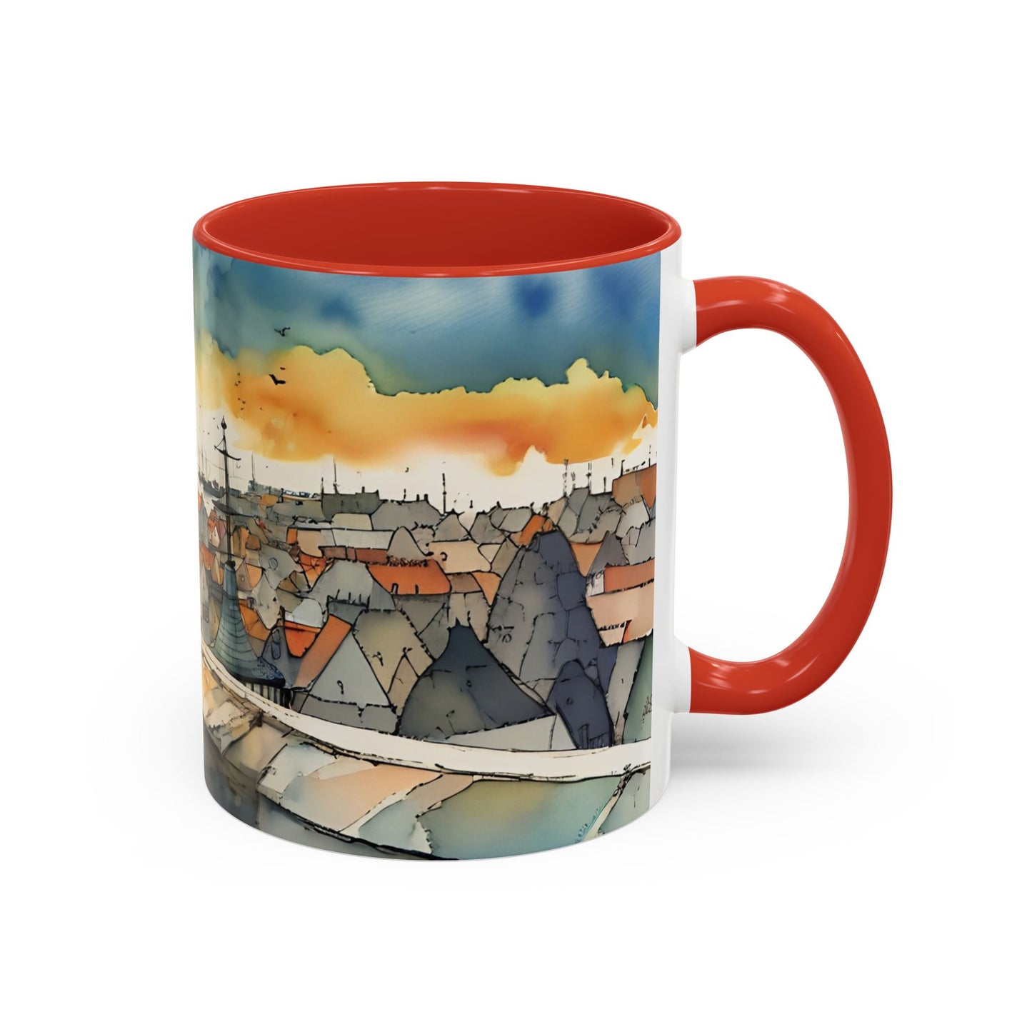 Black cat on a roof top Art-Themed Coffee Mug - 11 & 15oz Accent Mug for Musroom Fsiry Lovers