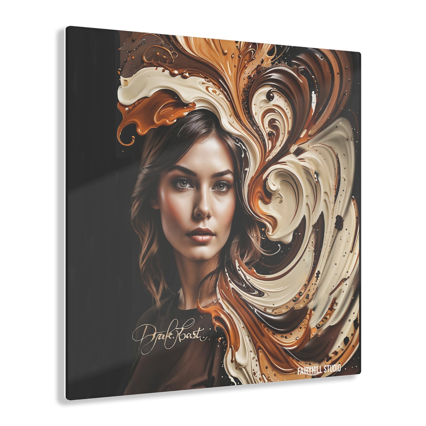 Acrylic Prints - Dark Roast Coffee Art with Inspirational Woman Design