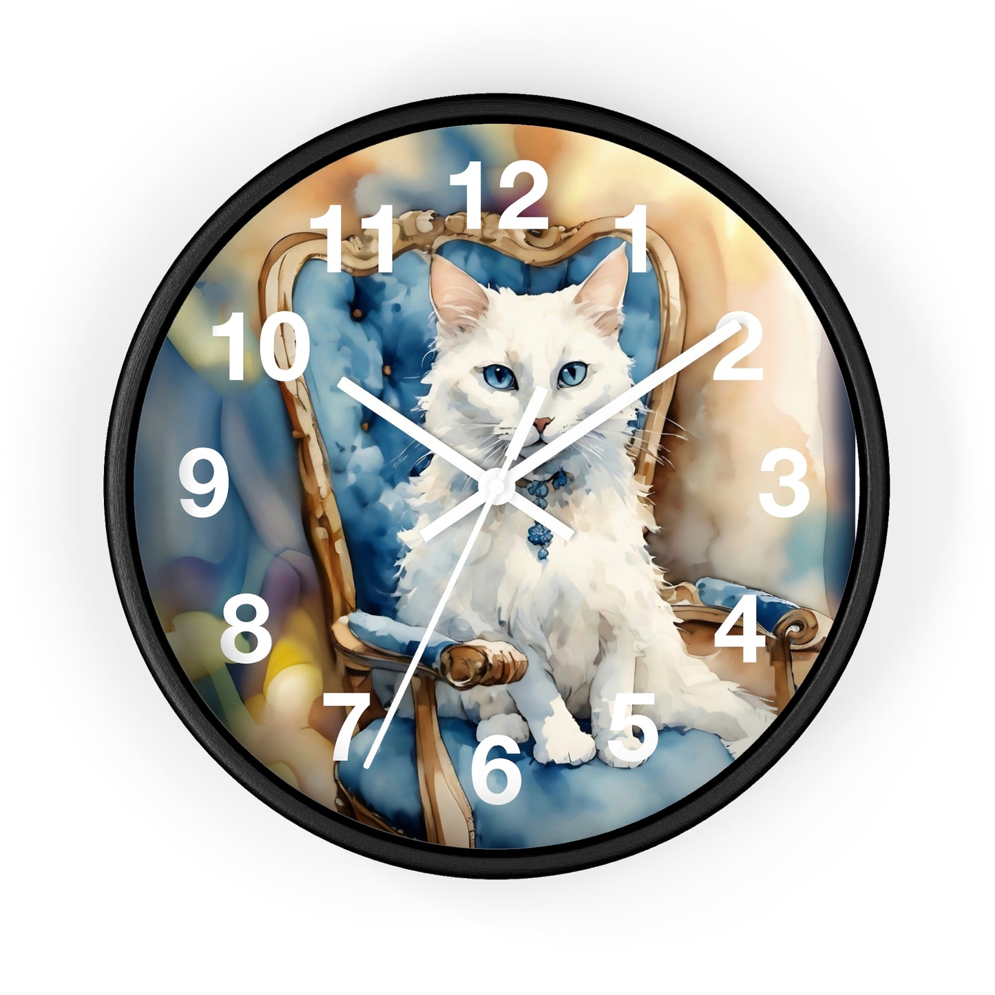 White Cat Lovers Wall Clock
