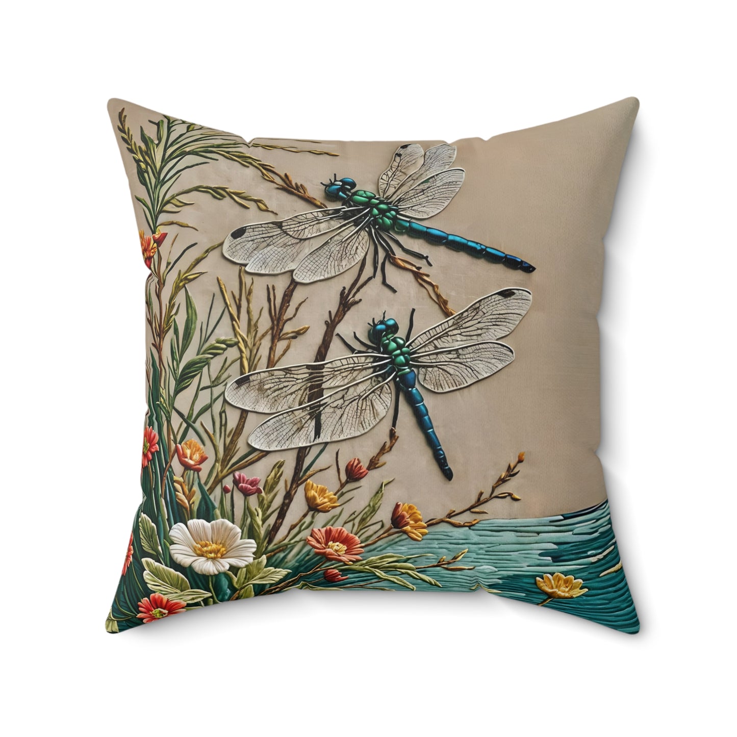 Dragonfly Square Pillow - by Fairyhill Studio