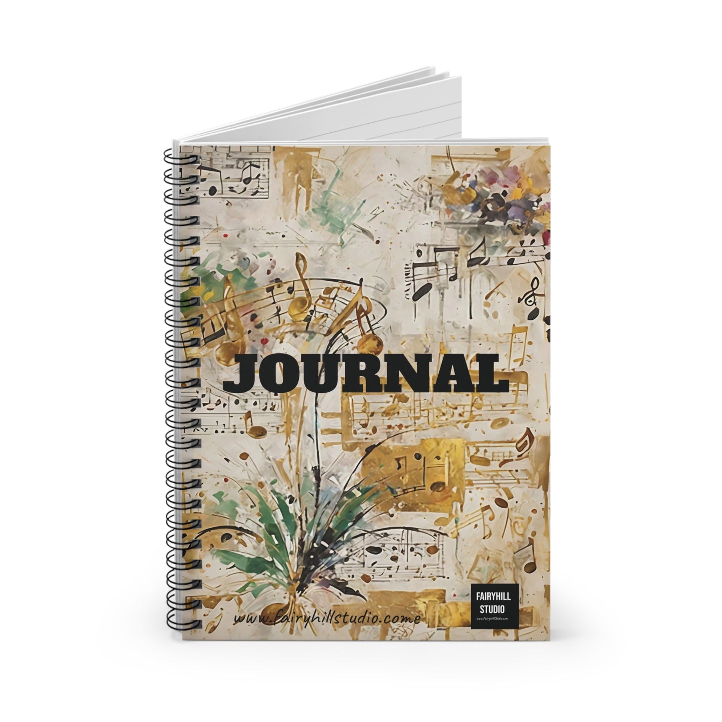 Spiral Notebook - Yellow Flowers Music Notes Journal