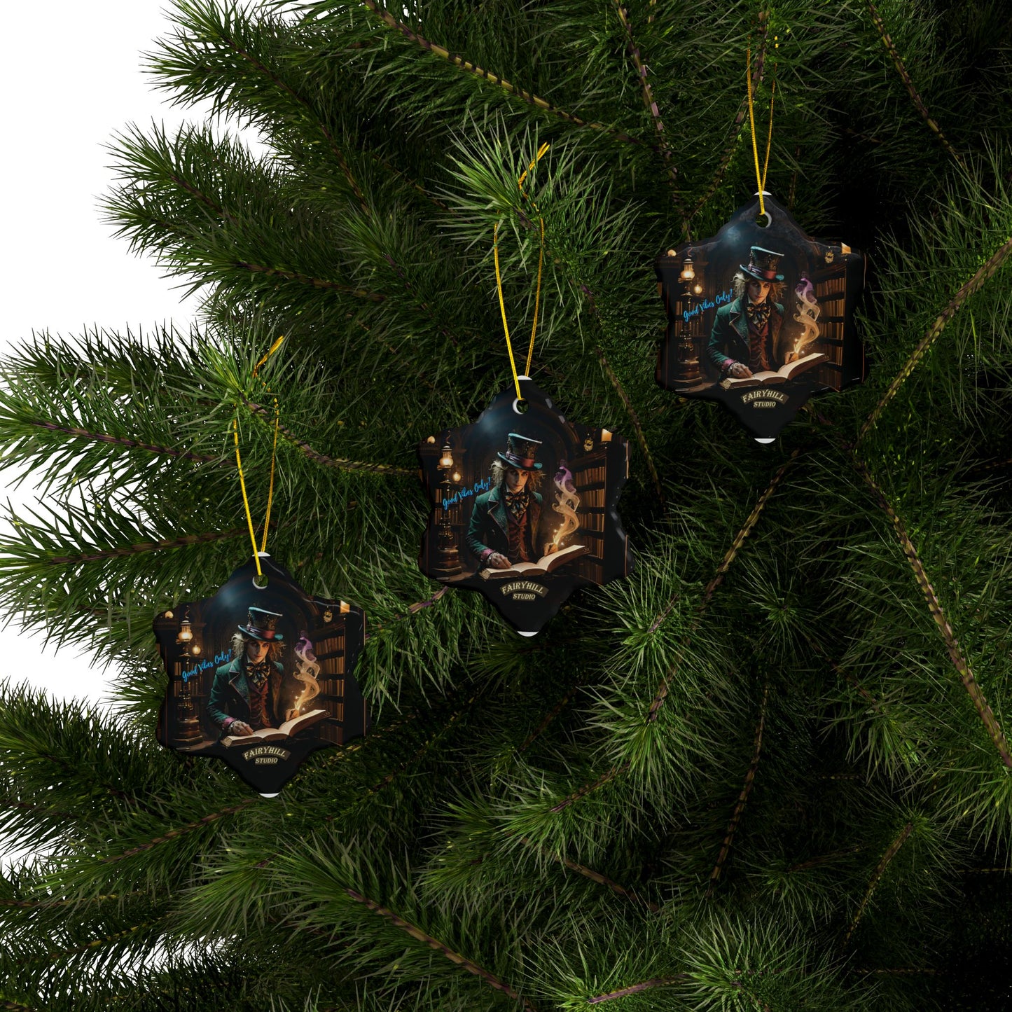 "Good Vibes Only "Ceramic Christmas Ornaments by Fairy Hill Studio