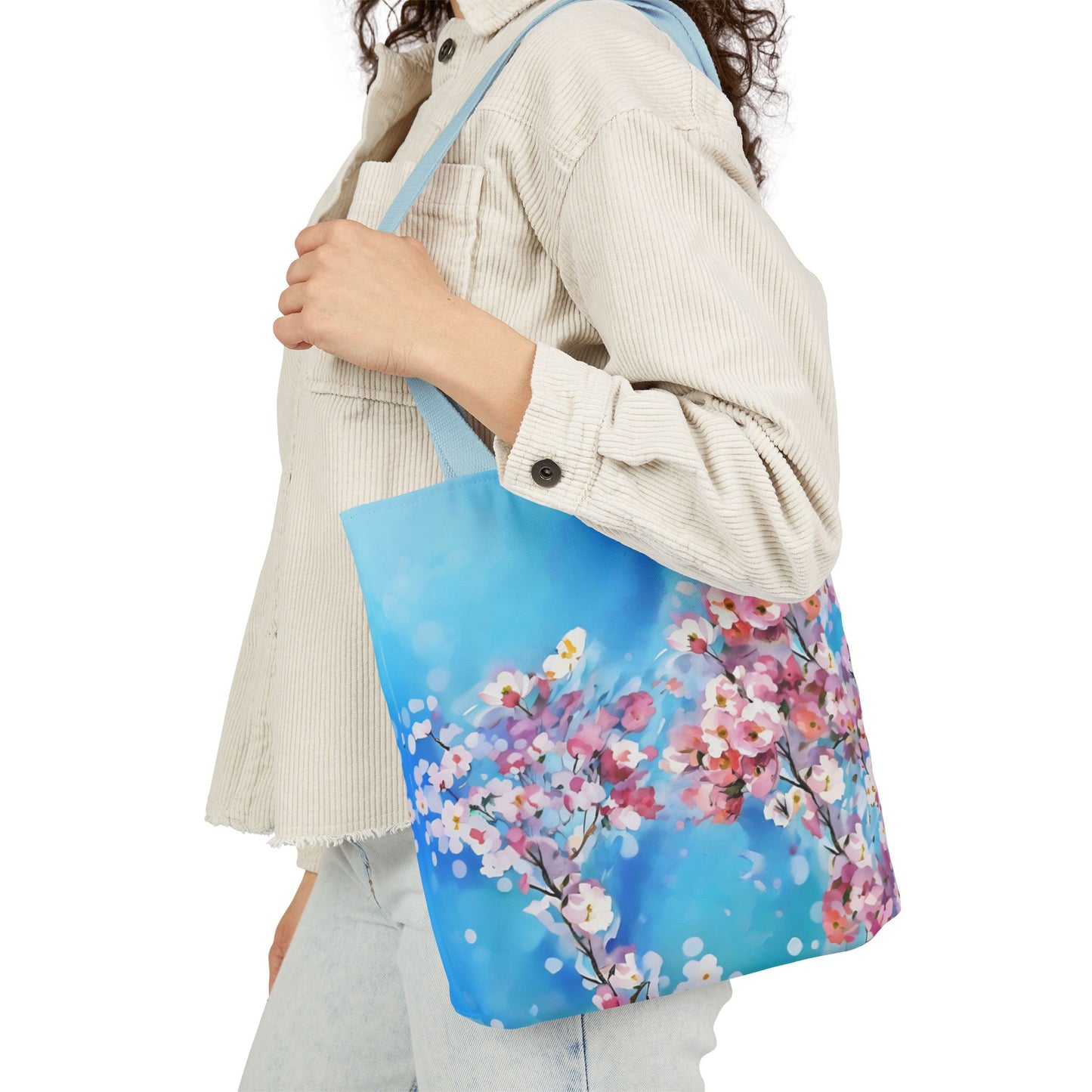 Colorful FairyHill Studio Sakura flowers Canvas Tote Bag - Perfect for Beach Days, Eco-Friendly Shopping, and Summer Fun!