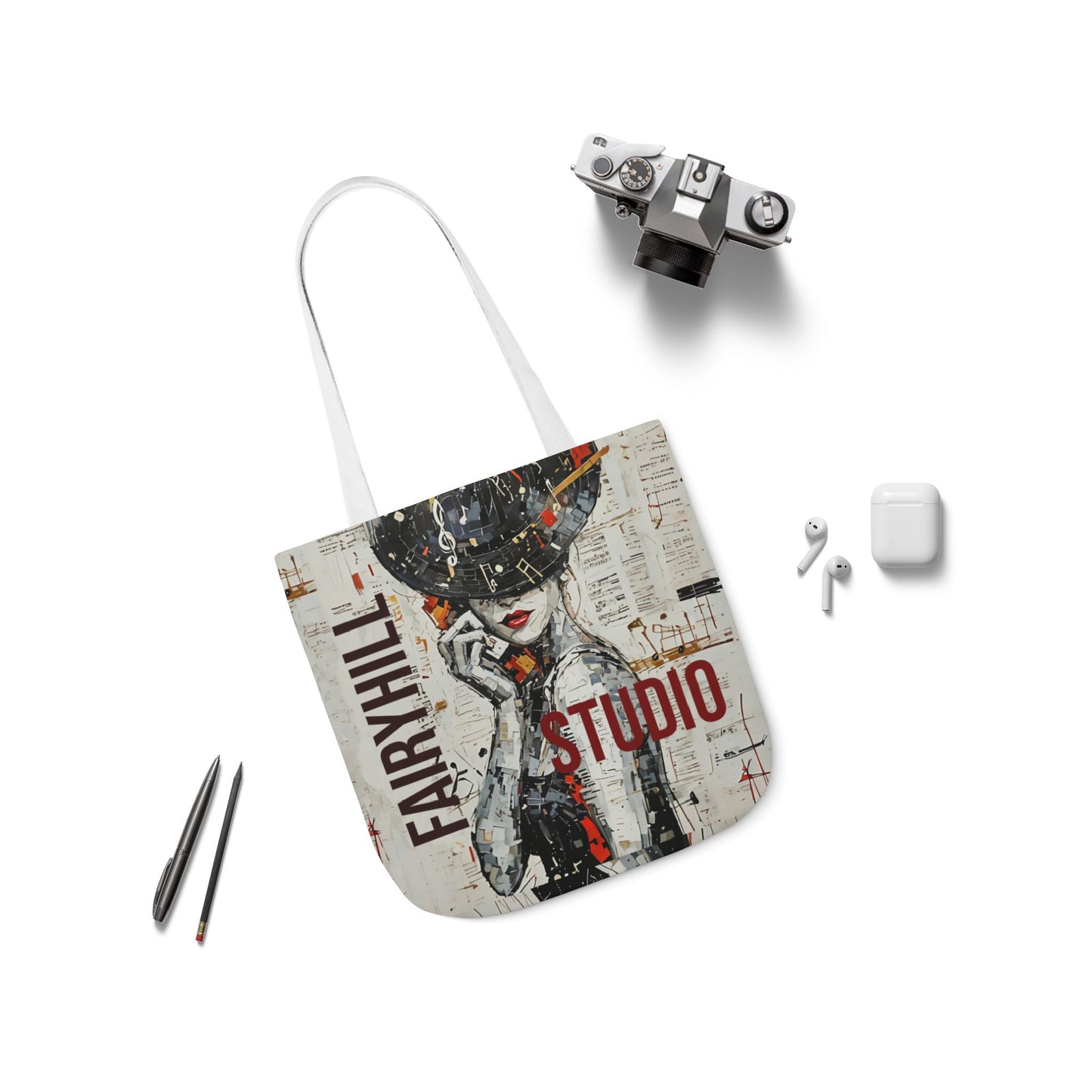 Colorful FairyHill Studio Red phone- Canvas Tote Bag - Perfect for Beach Days, Eco-Friendly Shopping, and Summer Fun!