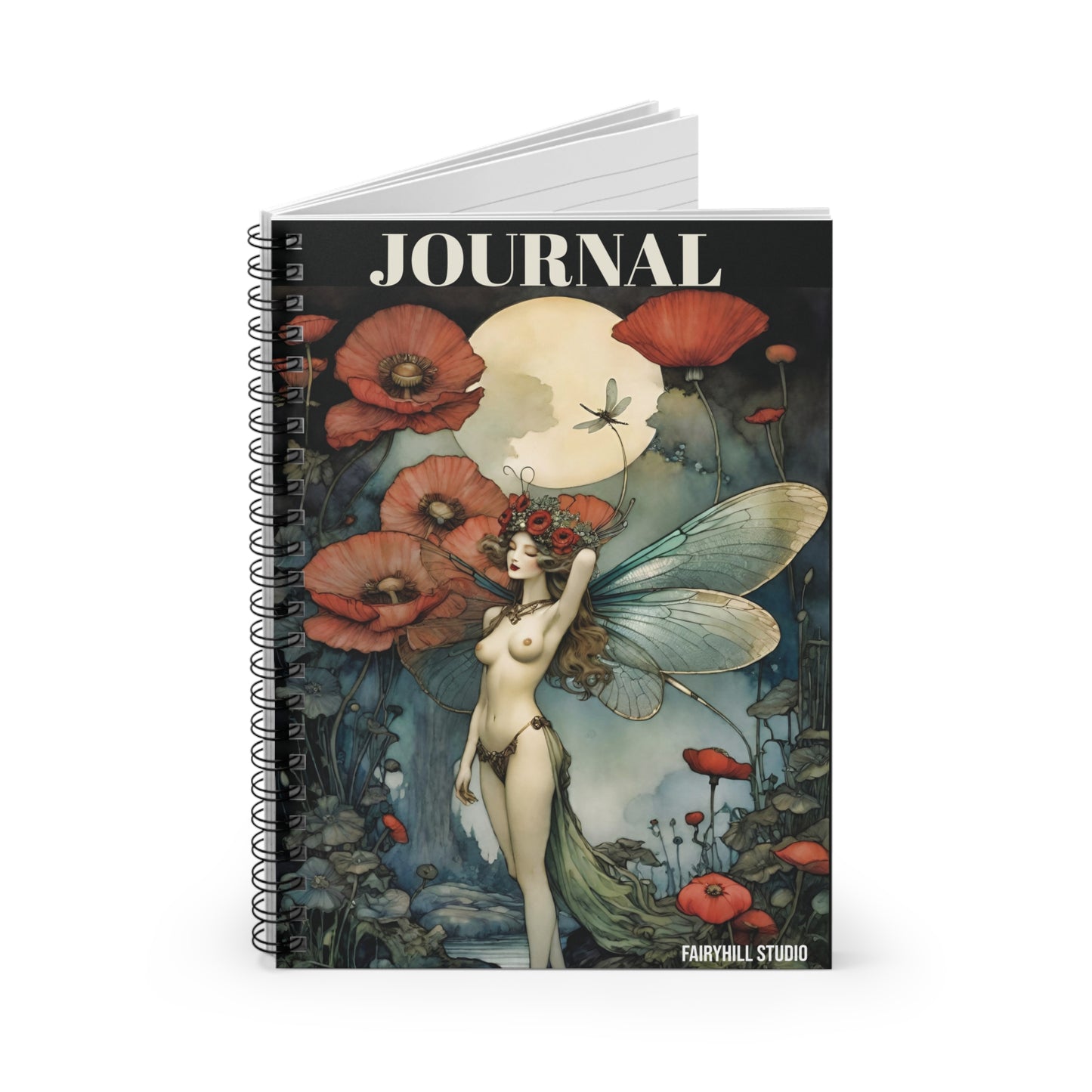 Moon Fairy Notebook - Ruled Line coffee Spiral Journal