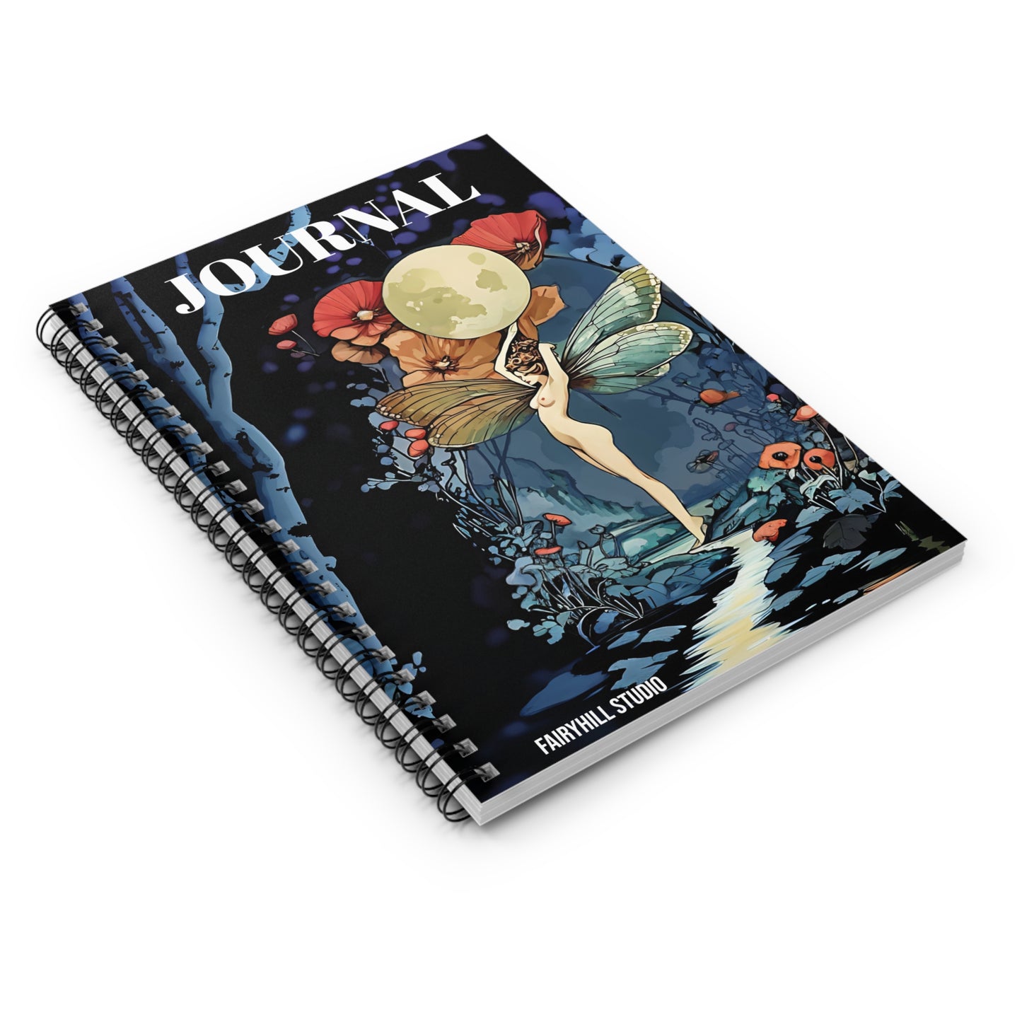 Spiral Notebook - Moon Fairy and Red Poppy Flowers Scene