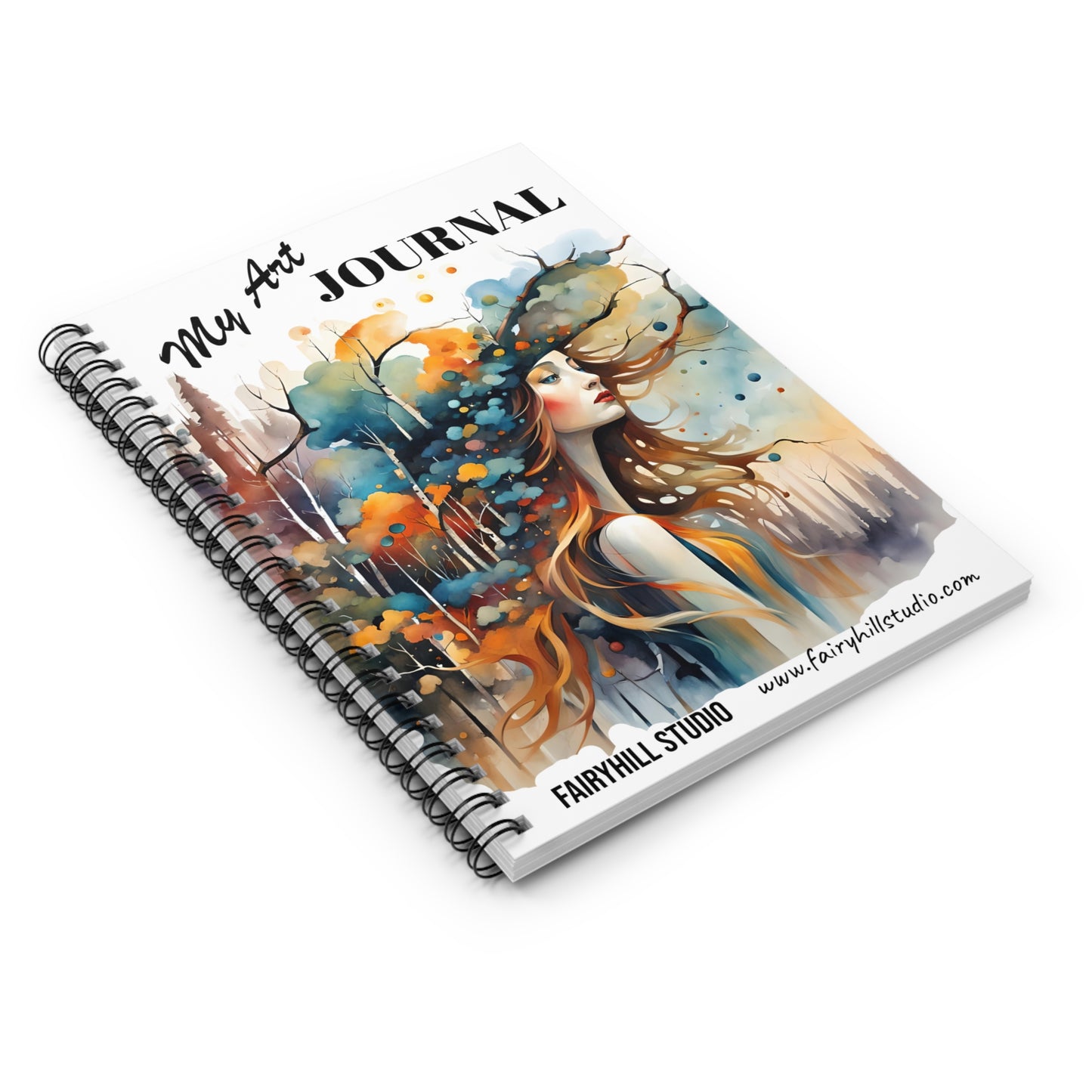 Fairy Hill Studio Woman with hat My Art Journal, Spiral Notebook - Ruled Line
