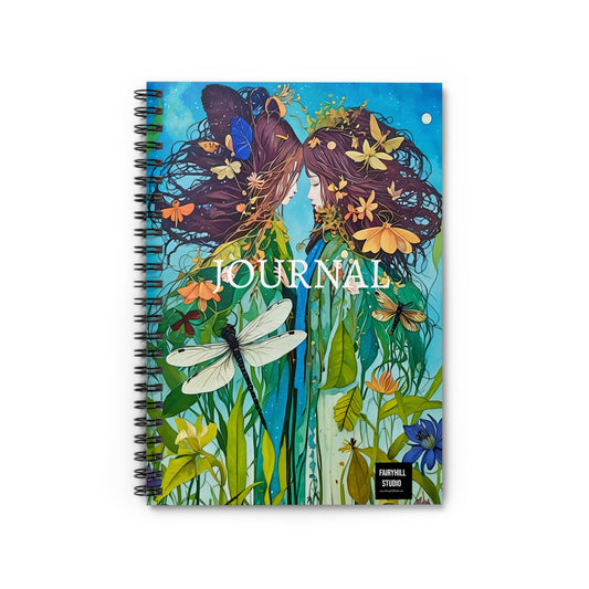 Journal - Fairy Hill Studio Two Sisters & The Dragonfly Art Spiral Notebook Ruled Line