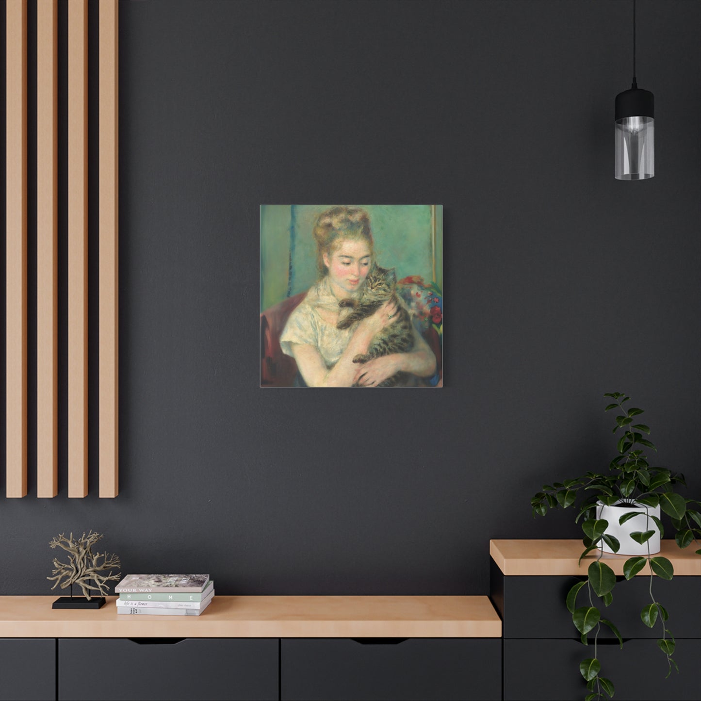 Canvas Art - Woman with a Cat by Auguste Renoir