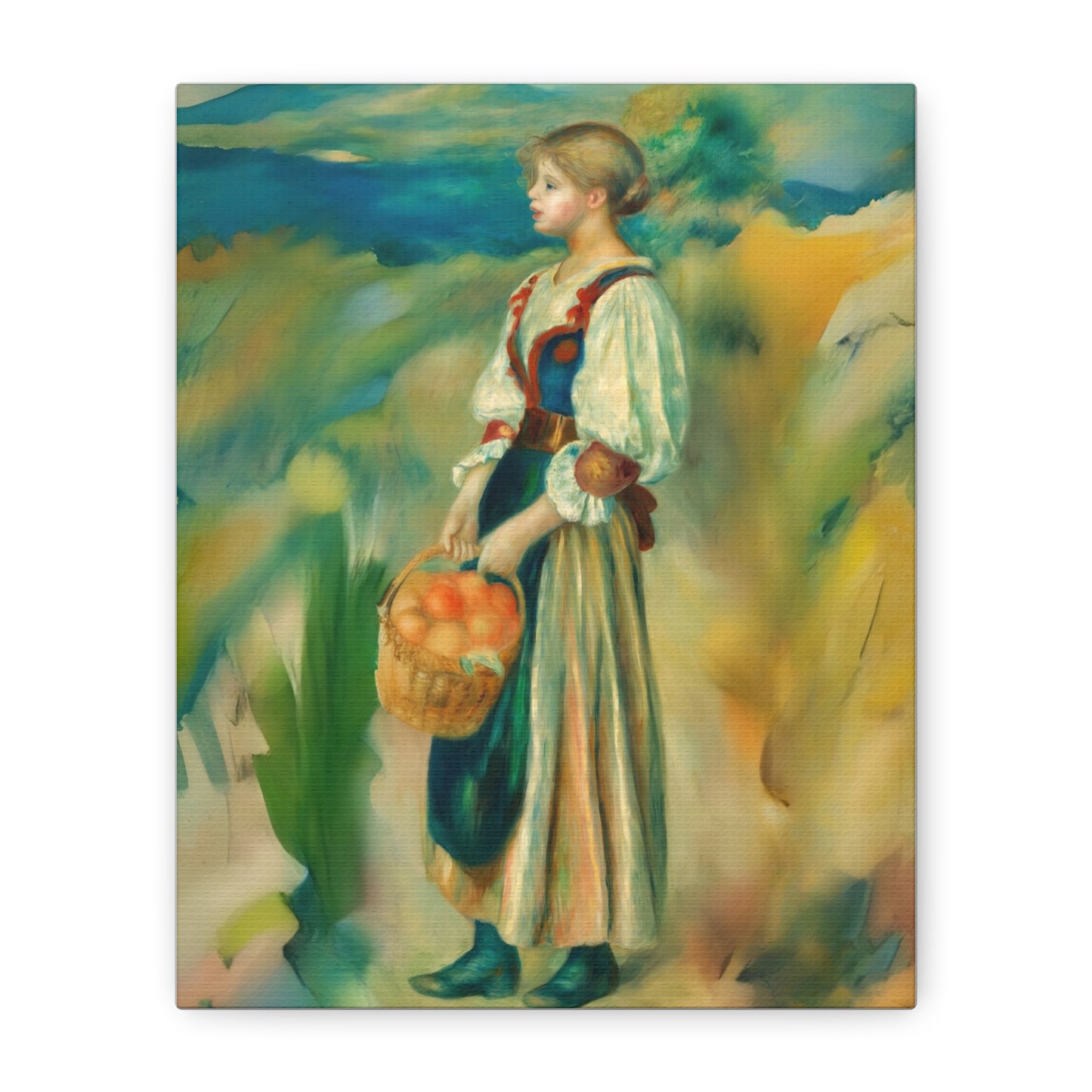 Canvas Print - Girl with a Basket of Oranges Art by Auguste Renoir
