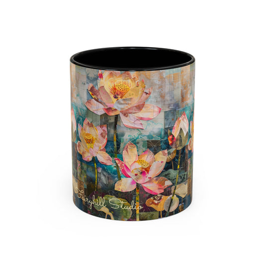 Coffee Mug Monet's pink Water lillies 11oz art by Fairyhill Studio
