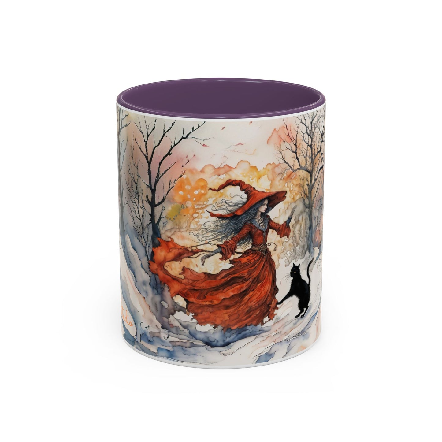 Accent Crimson witch and black cat Coffee Mug (11, 15oz)