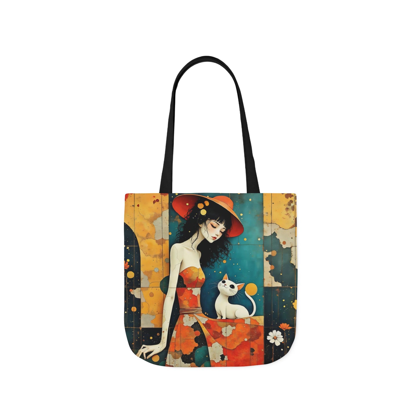 Colorful Cat -Inspired Canvas Tote Bag - Perfect for Beach Days, Eco-Friendly Shopping, and Summer Fun!